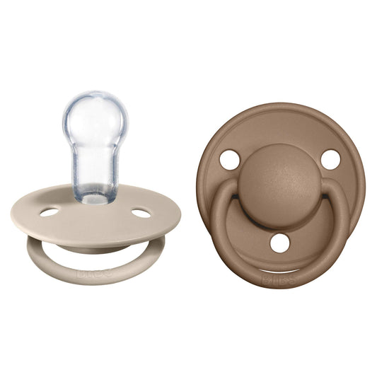 BIBS Chupones De Lux Pack de 2, Tetina de silicón, Talle único, Color Vanilla/Dark Oak, Hecho en Dinamarca