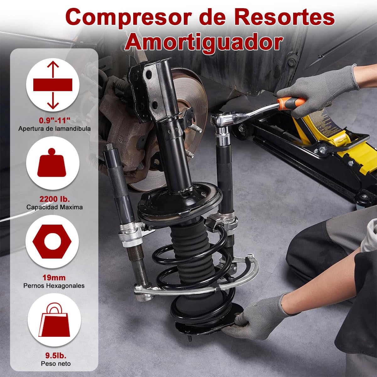 Kit Compresor de Muelles ADILIKADII Negro 2000Lbs para Coche Camión Motocicleta