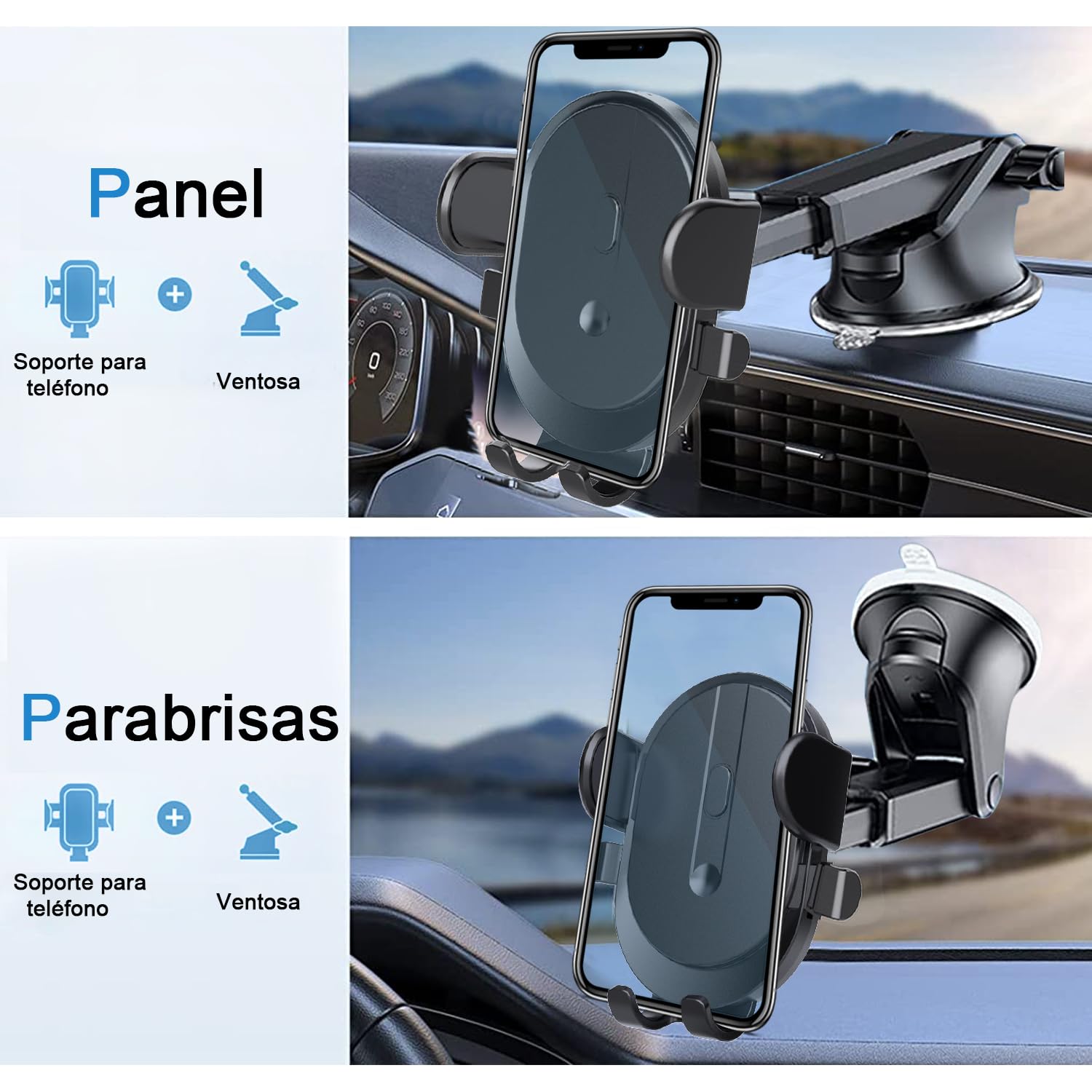 KAMYSEN Soporte Celular Automóvil,MultipropóSito Soport Celular Auto，360°,Teléfono Magnético, para Ventilación del Parabrisas del Salpicadero,Adecuado para iPone16 15 14 13 Pro MAX,Teléfono Xiaomi