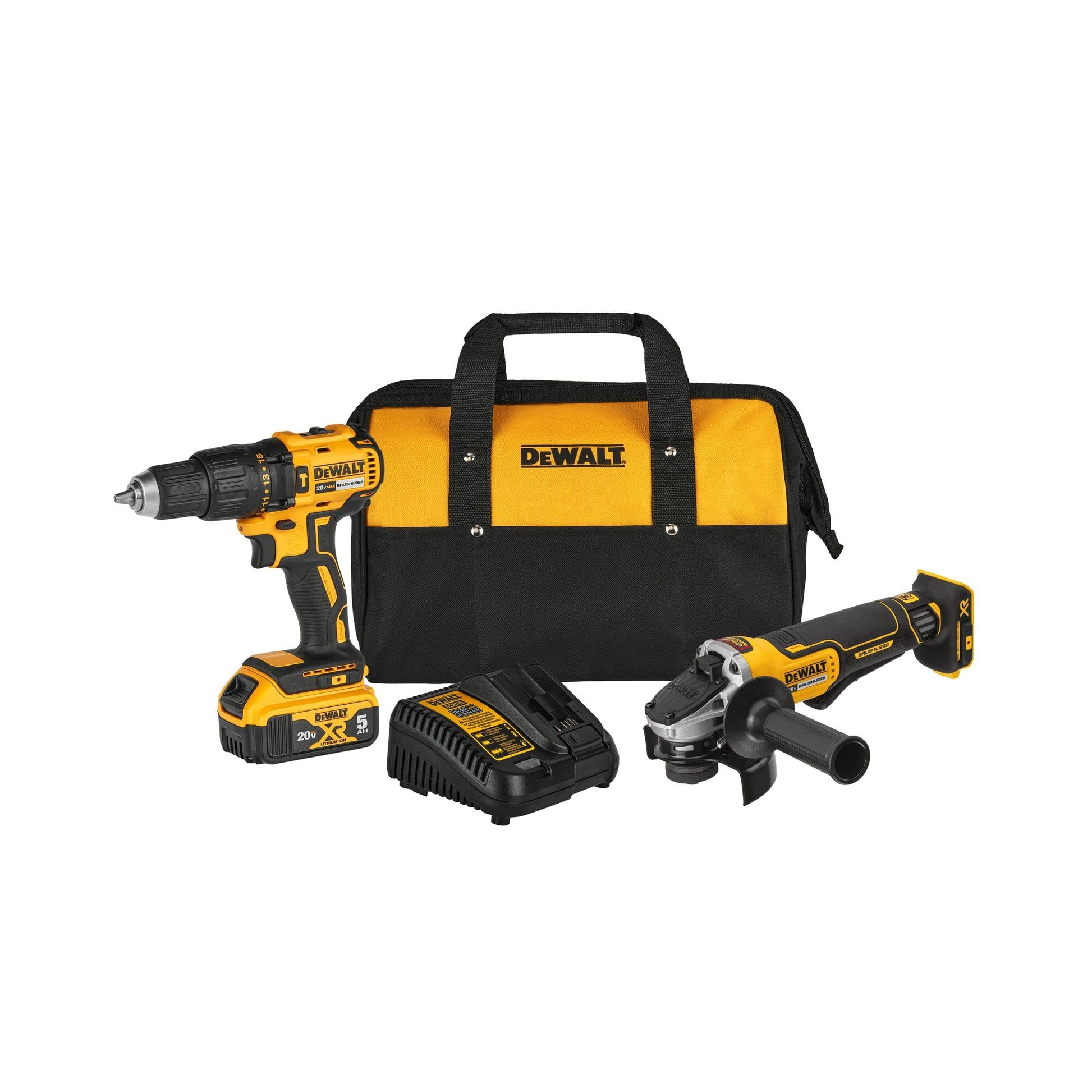 DEWALT Kit Taladro Rotomartillo y Atornillador, Esmeriladora, 20V máx, DCK248P1