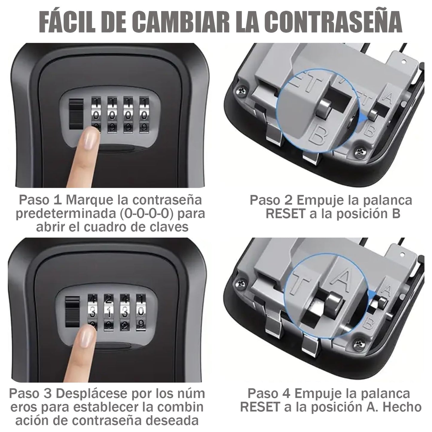 Caja de Llaves Aleación con Gancho,Caja Fuerte De Almacenamiento con Candado de Combinación Montada Pared para Llaves,Adecuado para Hogar,Oficina,Almacenamiento de Llaves de Repuesto (Gris)
