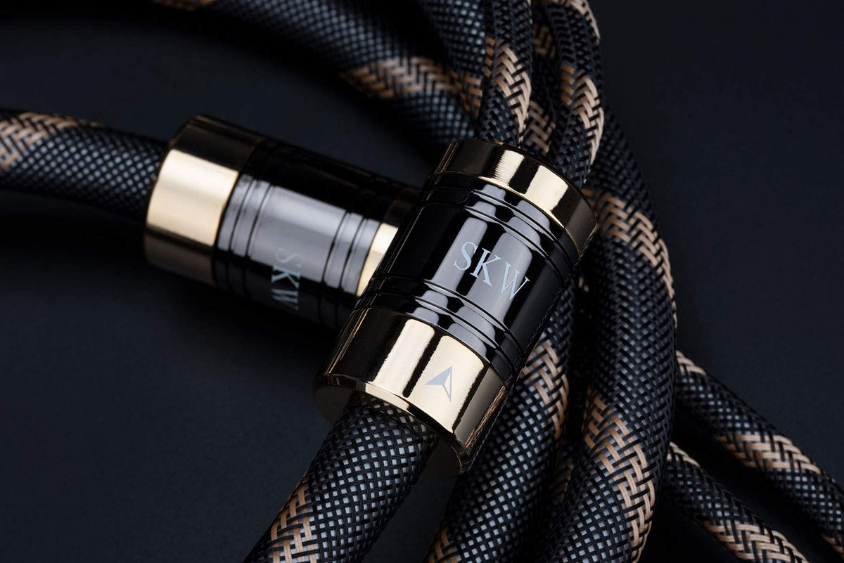Cables de Altavoces SKW Dorado Trenzado Nylon Alta Fidelidad 1.5M