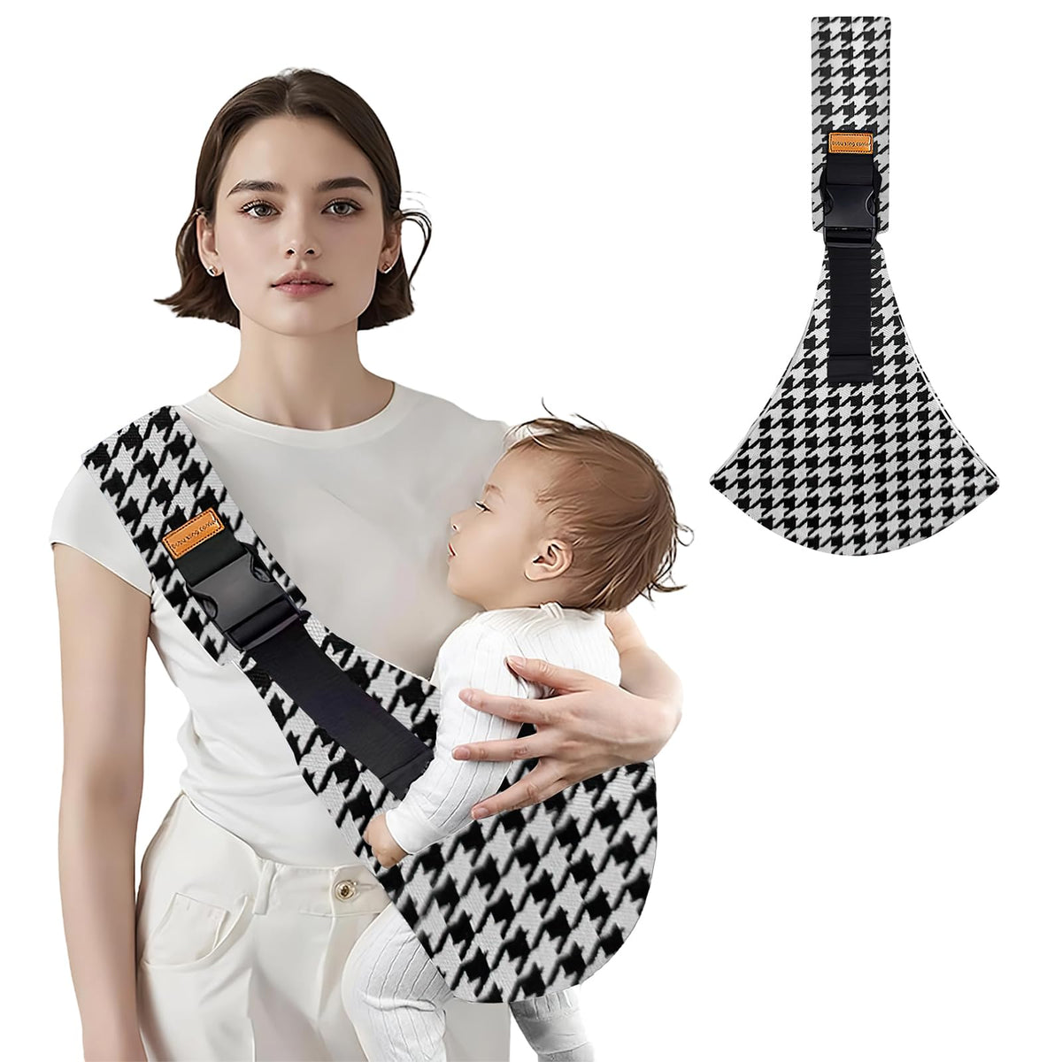 Niños Portador,Niños Portador Ajustable,Asiento Ergonómico Antideslizante para la Cintura,con Capacidad para Soportar Entre 10 y 30 Libras (Pata de Gallo Blanco y Negro)
