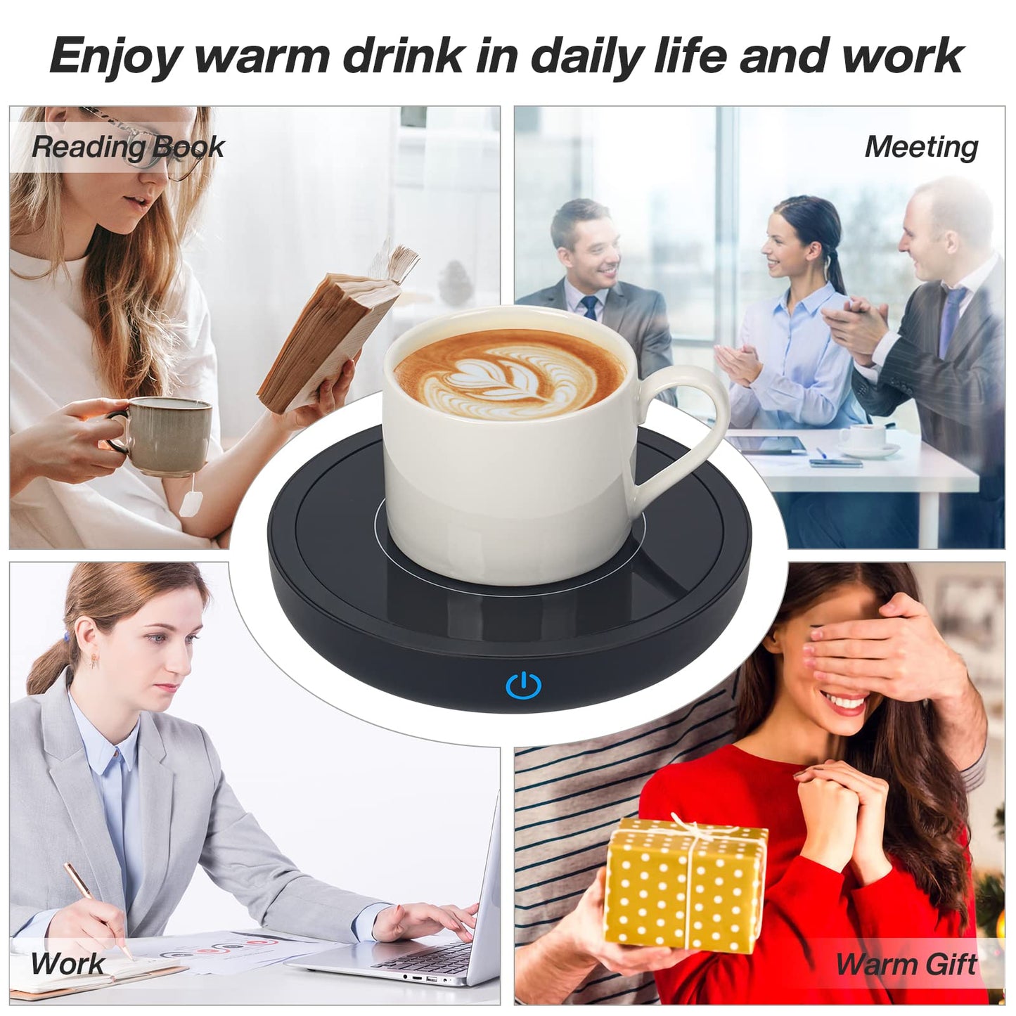 Calentador de Tazas de Café, 36 Vatios Calentador Bebidas con Tres ajustes de Temperatura (Up To 176°F/80℃), para Té/Agua/Leche Calienta Tazas(No Incluye Taza)