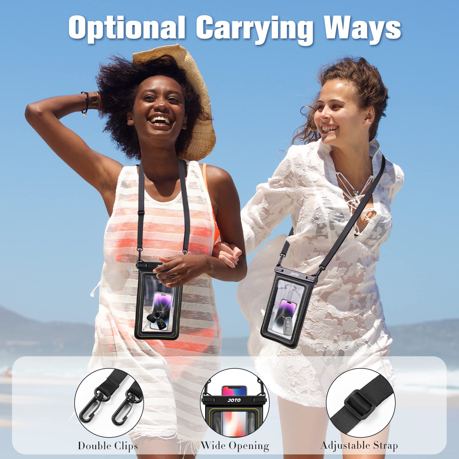 Bolsa Seca JOTO Negro Impermeable IP68 para iPhone y Galaxy Móvil hasta 10 Pulgadas