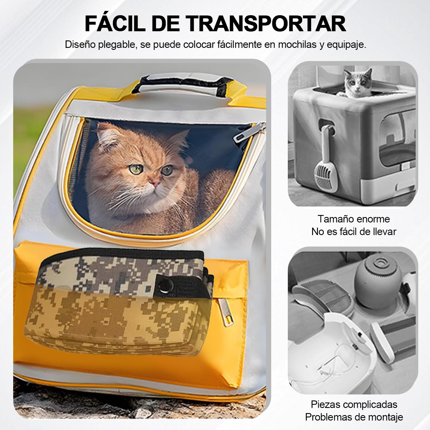 Caja de Arena Qutzix 40cm Azul Plegable para Viaje y Camping para Gato