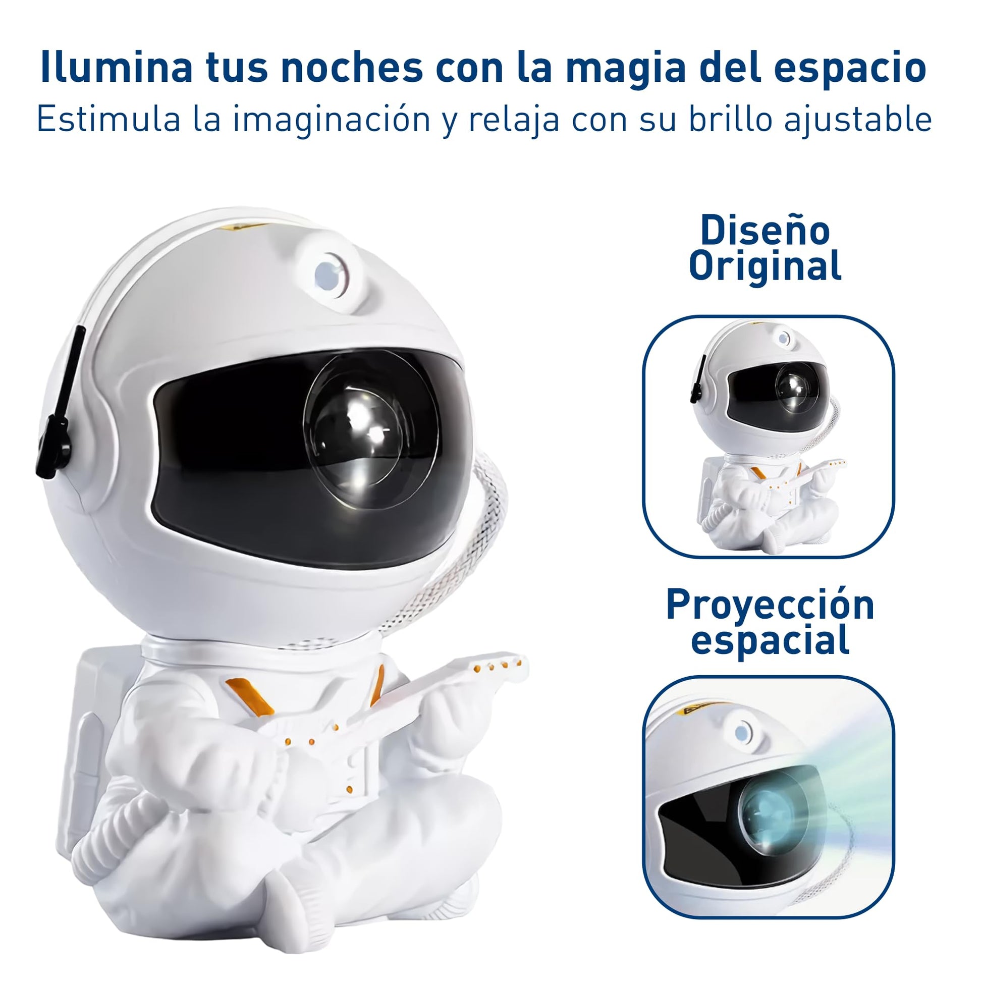 Bluelander Proyector Astronauta, Astronauta Proyector de Estrellas, Control Remoto, Luces Estrellas, Adecuado para Niños, Regalo Ideal, Ángulo Ajustable 360° (Blanco)