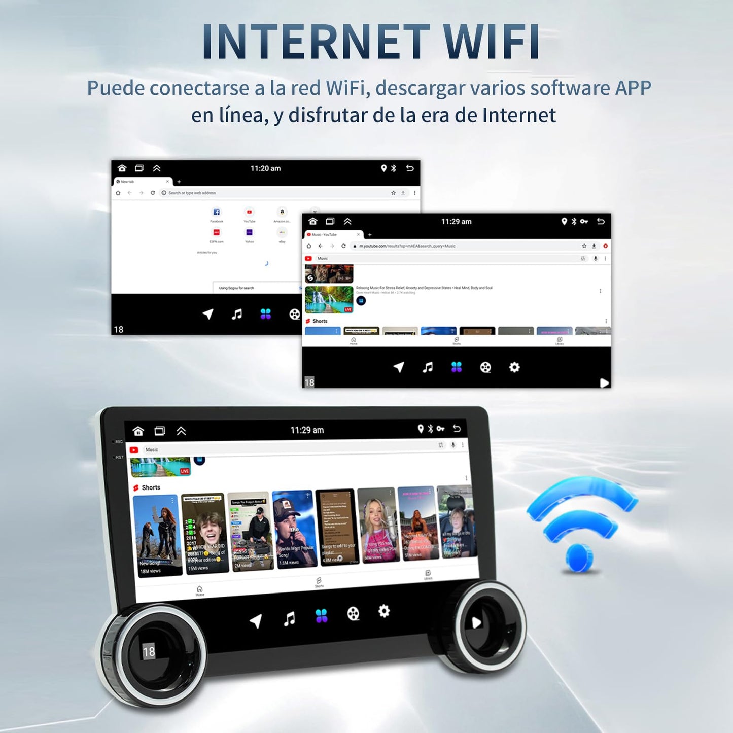 FINYQBET Pantalla Android para Auto de 10.1", Estéreo 2 DIN con CarPlay y Android Auto Inalámbrico, Bluetooth 5.1, GPS y WiFi, Compatible con Cámara de Reversa y Control de Volante