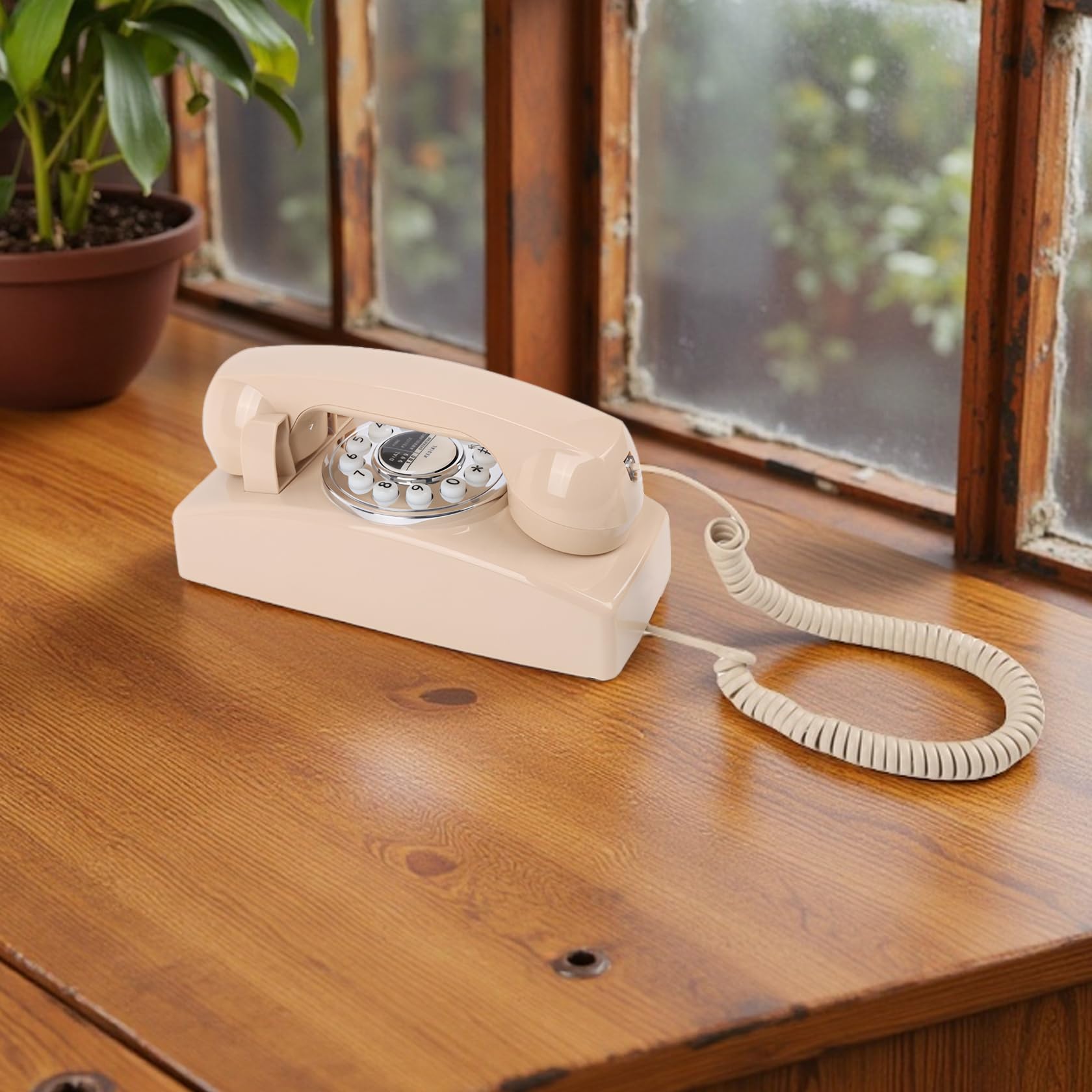 Teléfono TRIMLINE vintage con cable para el hogar, teléfono fijo fácil de montar en la pared, teclado de botones grandes para personas mayores, rellamada del último número, timbre fuerte, teléfonos de