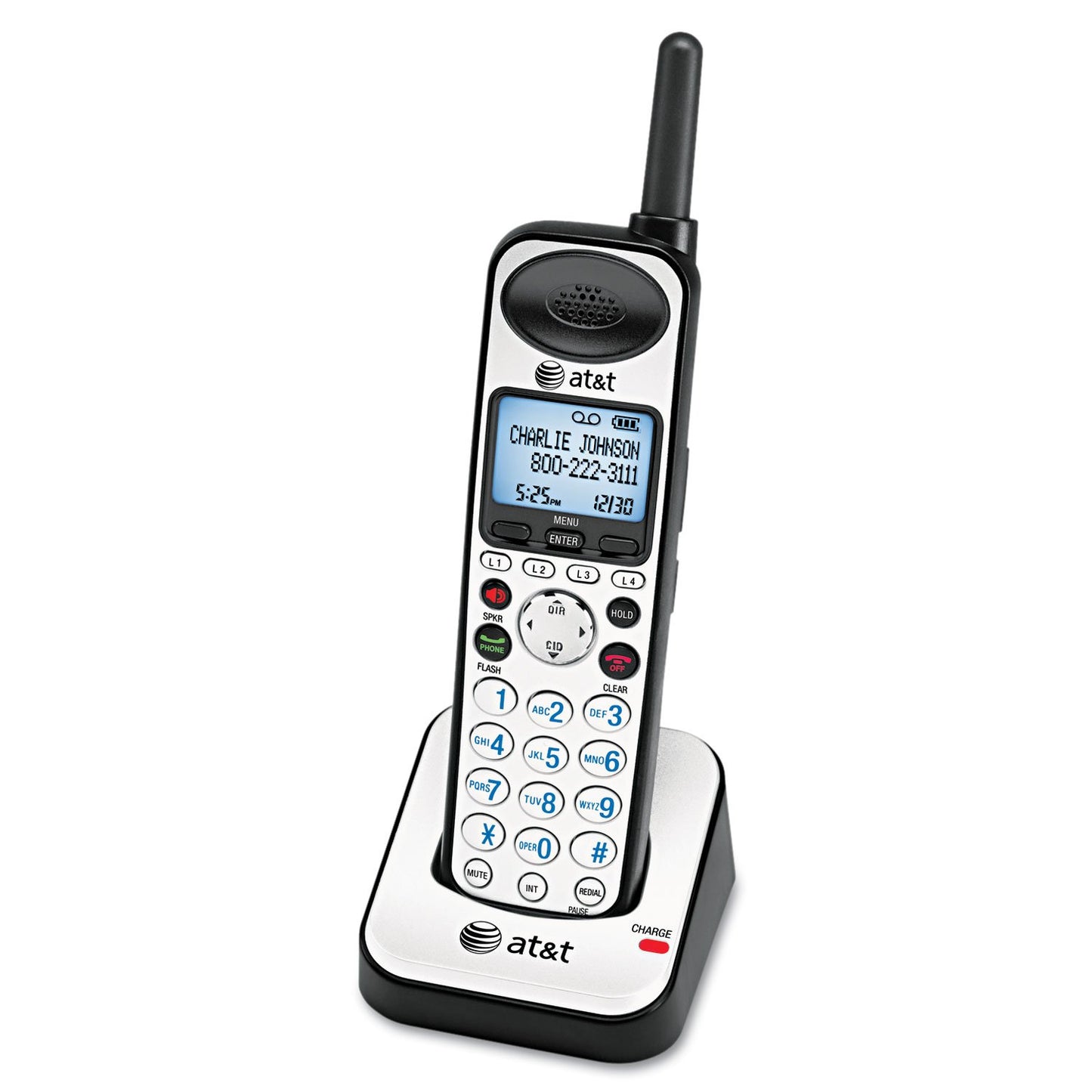 AT&T SynJ Auricular de expansión inalámbrico SynJ SB67138 y SB67158 Sistema de teléfono para pequeñas Empresas, Auricular de expansión, Negro/slvr