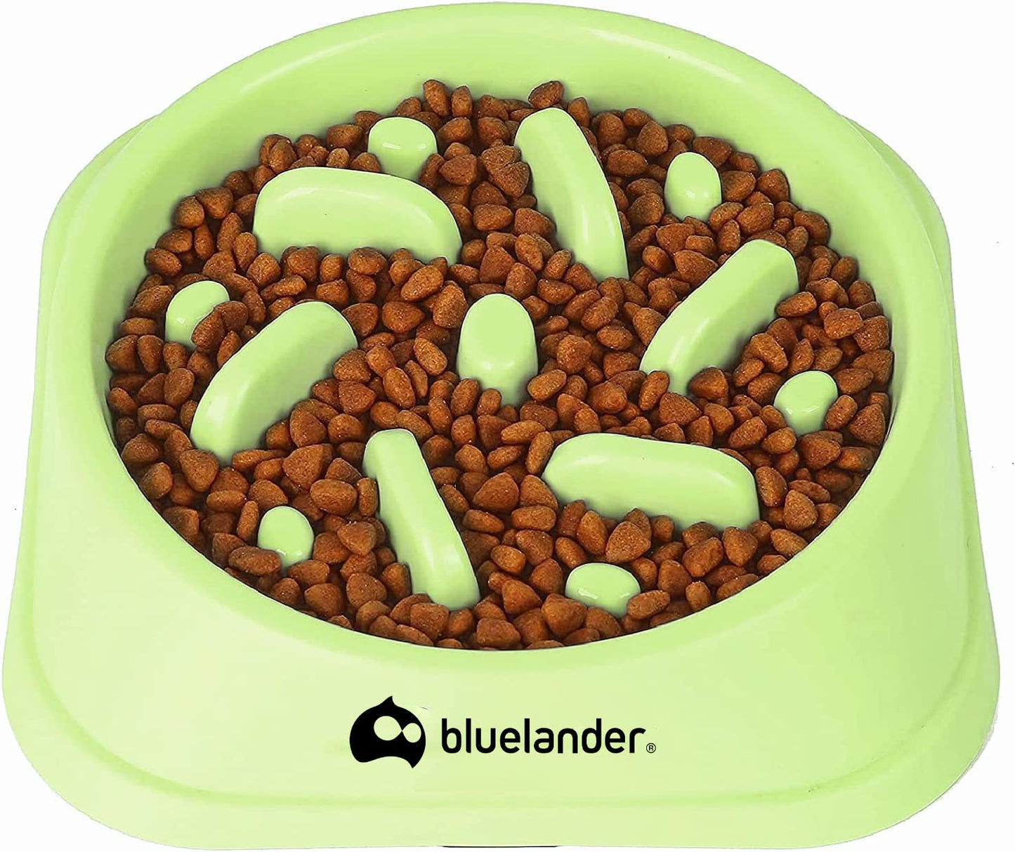 Bluelander Plato para Perro con Alimentación Lenta para Todo Tipo de Razas y Tamaños, Antideslizante, Evita Asfixia e Hinchazón, No Tóxico, Diseño Divertido, Ecológico y Fácil de Lavar (Verde)