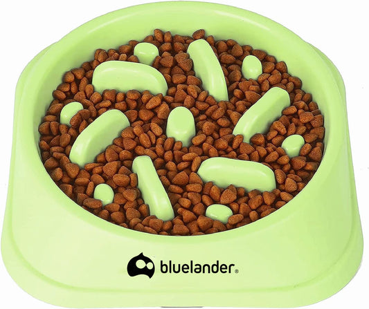 Bluelander Plato para Perro con Alimentación Lenta para Todo Tipo de Razas y Tamaños, Antideslizante, Evita Asfixia e Hinchazón, No Tóxico, Diseño Divertido, Ecológico y Fácil de Lavar (Verde)