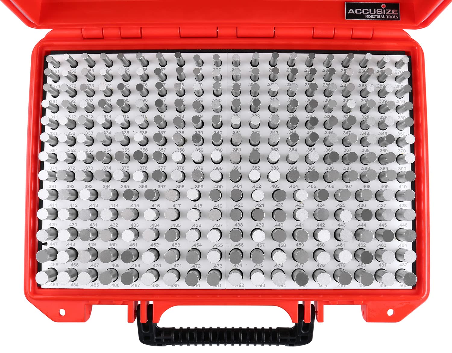 Juego de Clavijas de Enchufe de Acero Accusize Industrial Tools de 0.251-0.500 Pulgadas 250 Piezas Clase Zz M2(-)