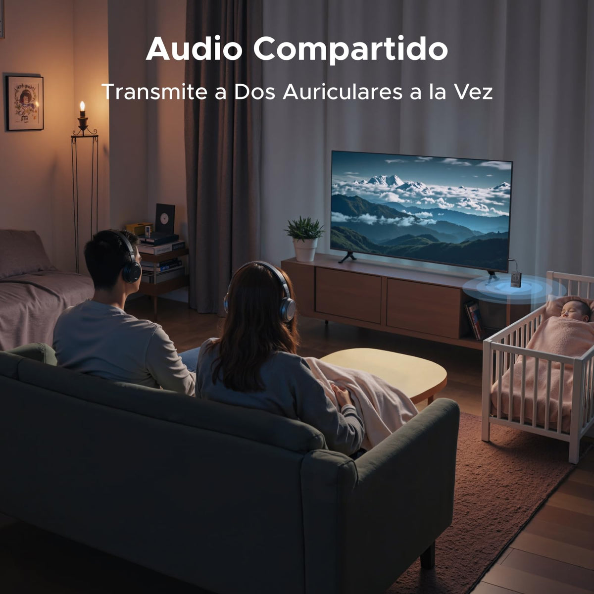 Transmisor Bluetooth 5.4 UGREEN Negro con Batería 19h para Avión