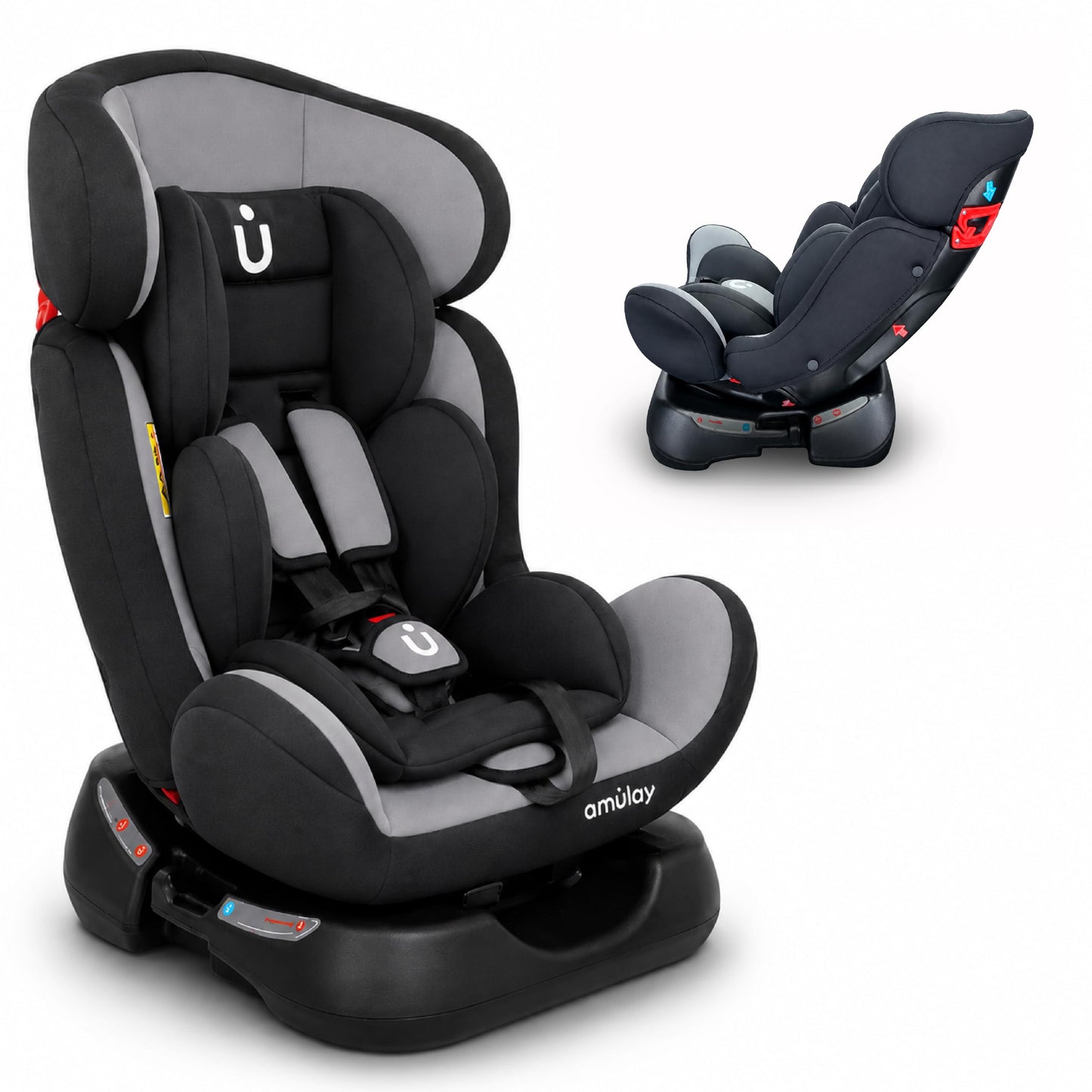 Amulay Autoasiento Nani Convertible 3 en 1, 0 a 25 kg, Gris y Negro