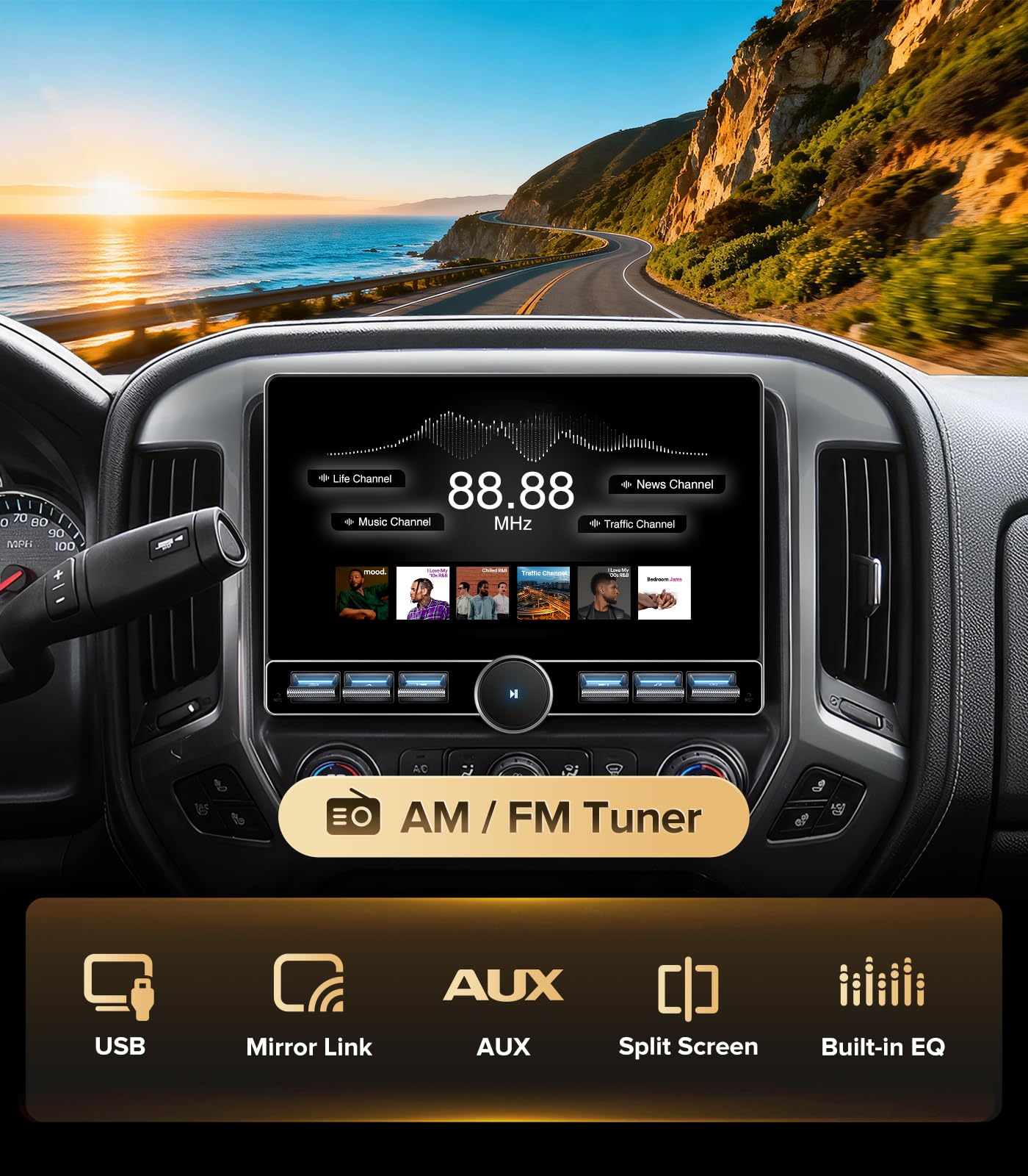 ApexNav 4G+64GB Android 13 estéreo de coche para Chevy Silverado GMC Sierra 2014-2018 actualización de radio – CarPlay inalámbrico con botón de botón físico, sistema Bose compatible con visualización