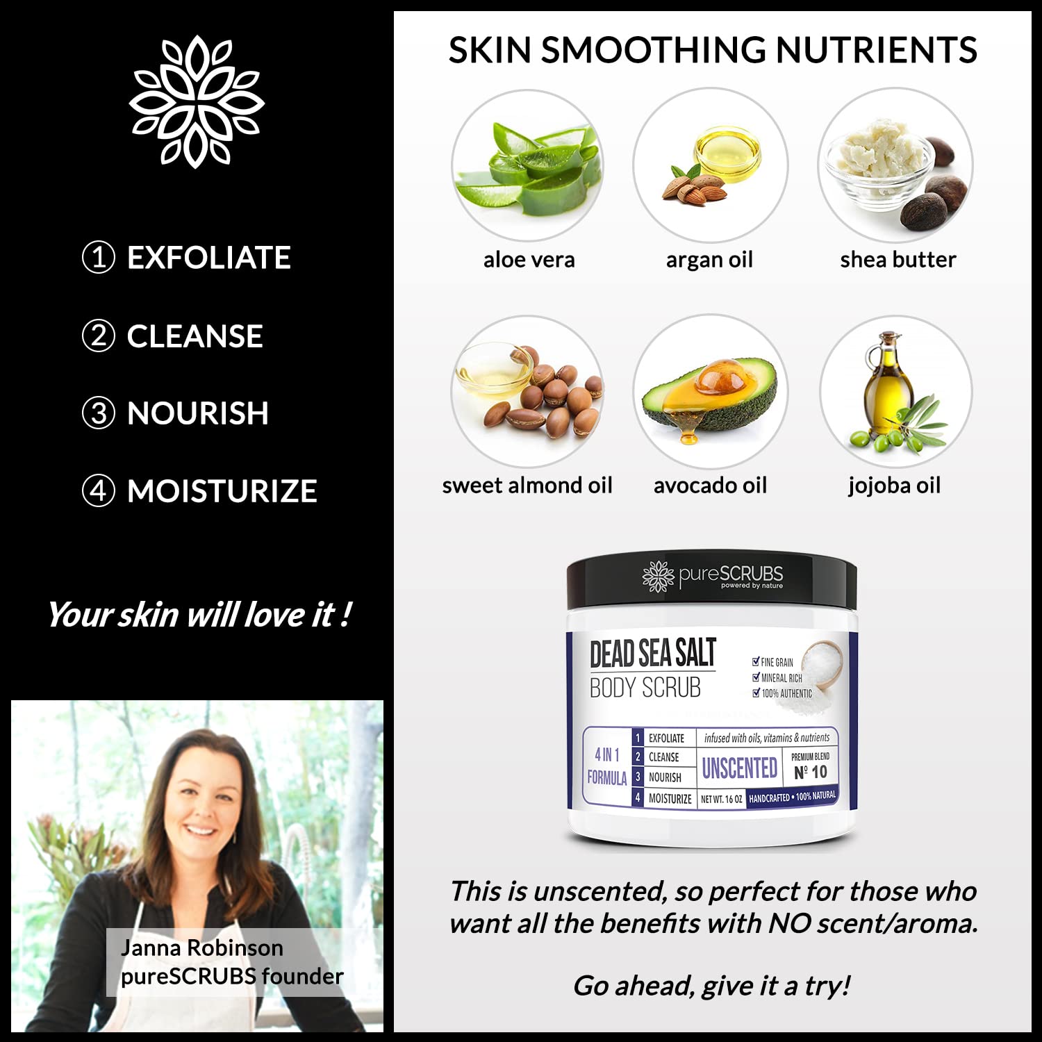 Set de Exfoliante Corporal PureSCRUBS Grande sin Aroma con Aceites Esenciales y Sal del Mar Muerto