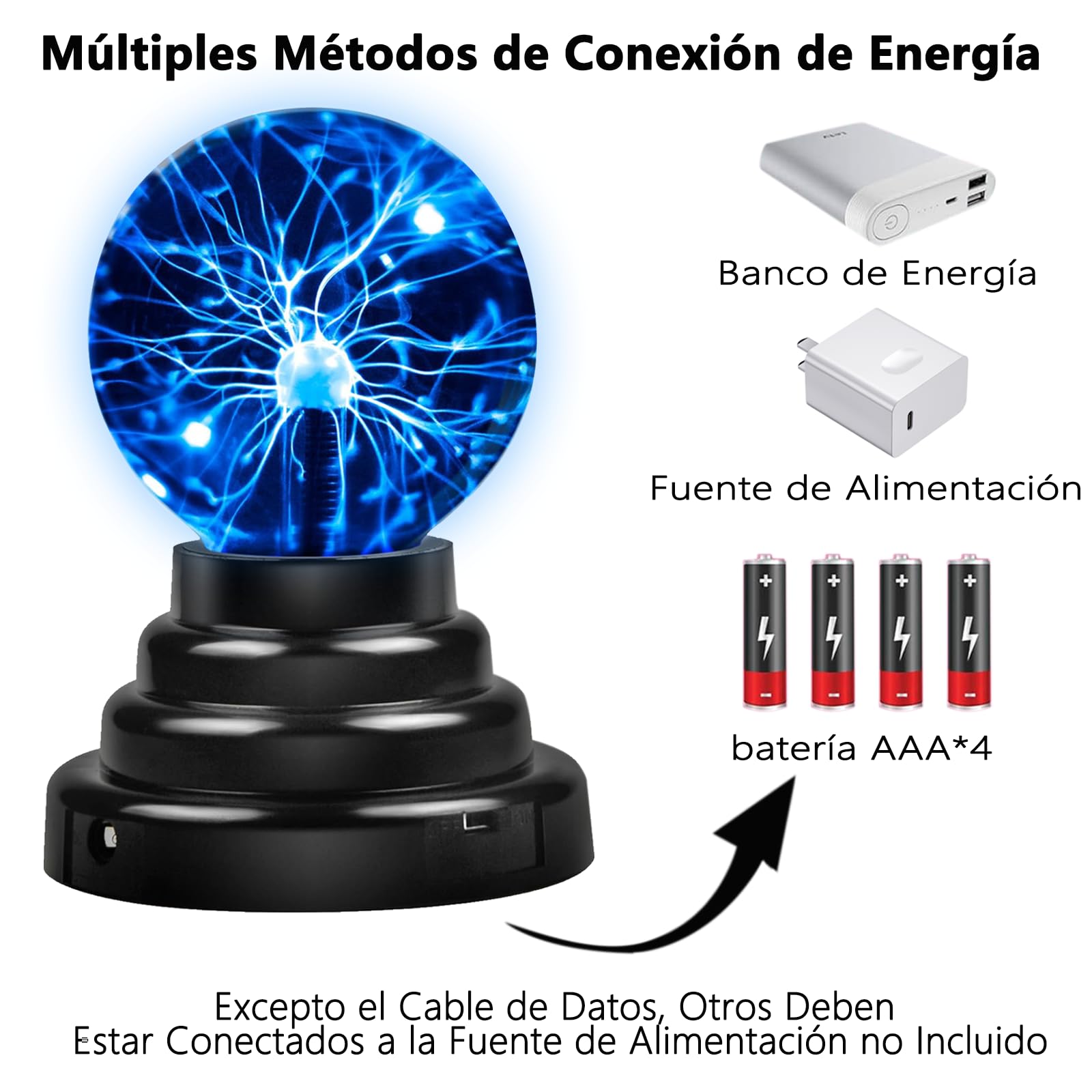 Bola Magica Sensible al Tacto Estilo USB, Lámpara de Luz Interacticve de Plasma de 3 Pulgadas, Se Puede Utilizar Para Decoración Fiestas, Accesorios Mágicos, Decoración de Dormitorio, Regalo (Blu-ray)