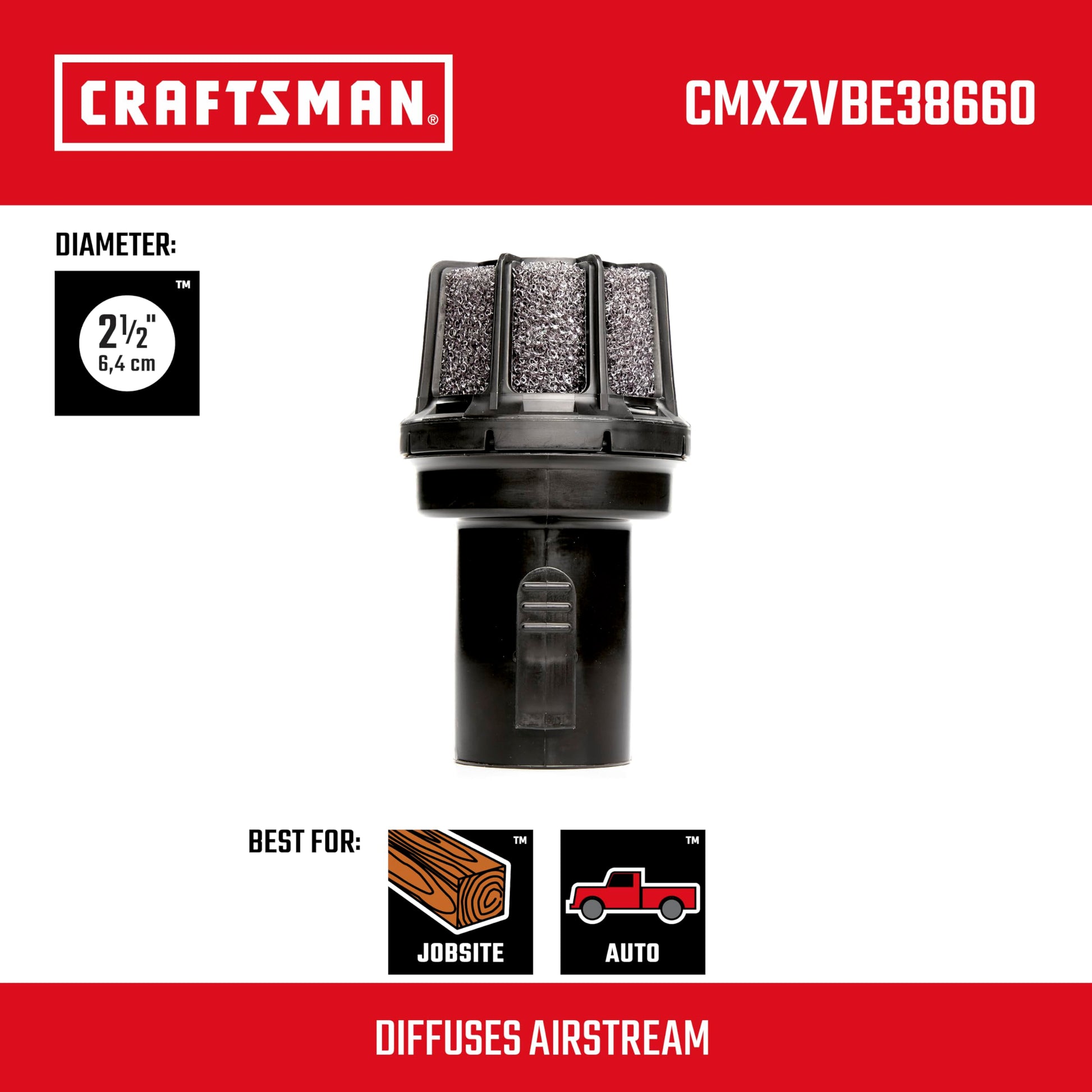 CRAFTSMAN 38660 2-1/2-inch Muffler Diffuser Wet/Dry Vac Attachment