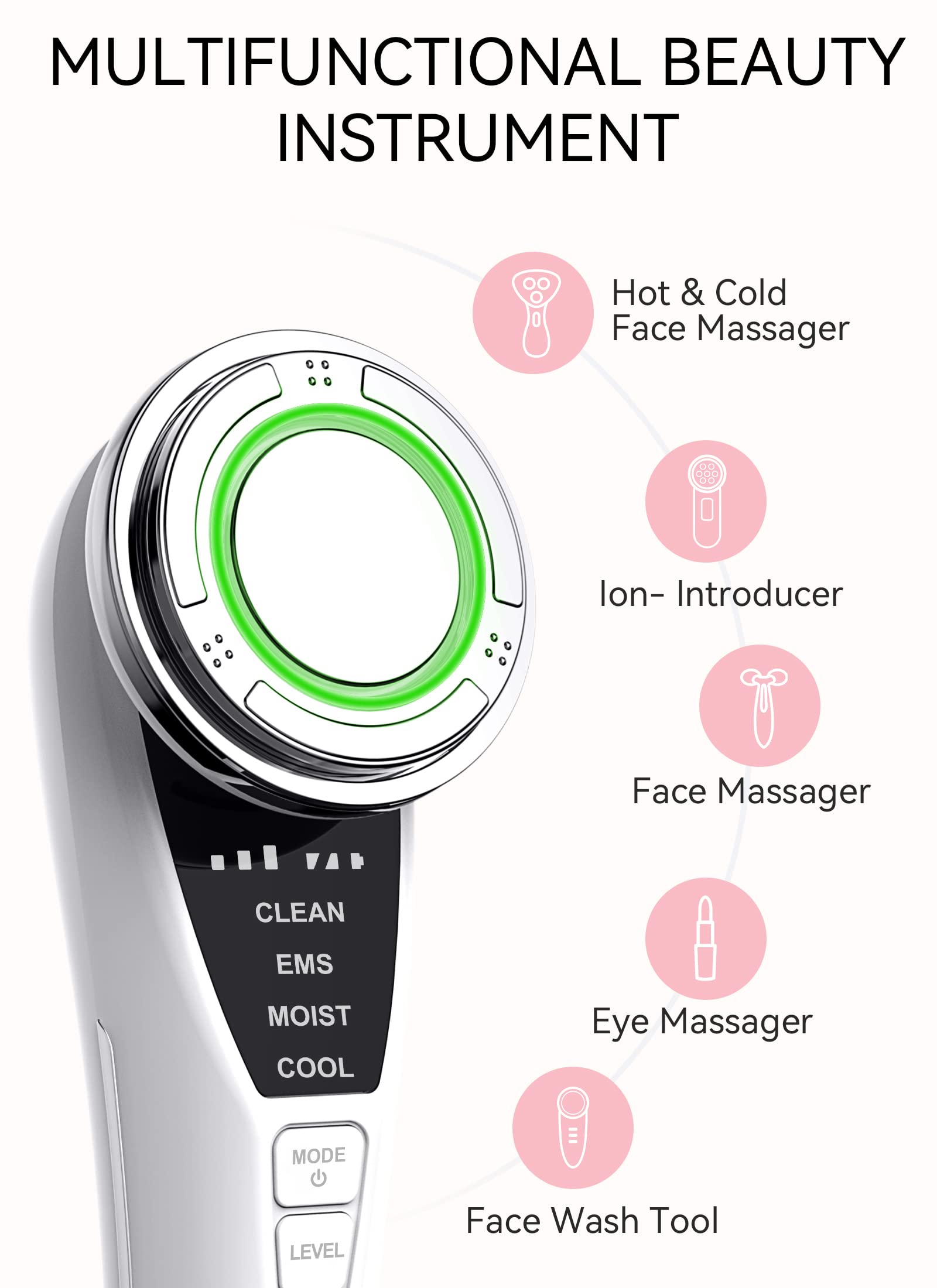 Masajeador Facial ANLAN Blanco 5EN1 Pro Antienvejecimiento para Mujer