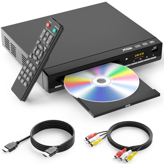 LOMENTICSAll-Region DVD Players for TV with HDMI，CD Player for Home Stereo System, HDMI and RCA Cable Included，Enjoy an Excellent Sound Quality Experience
