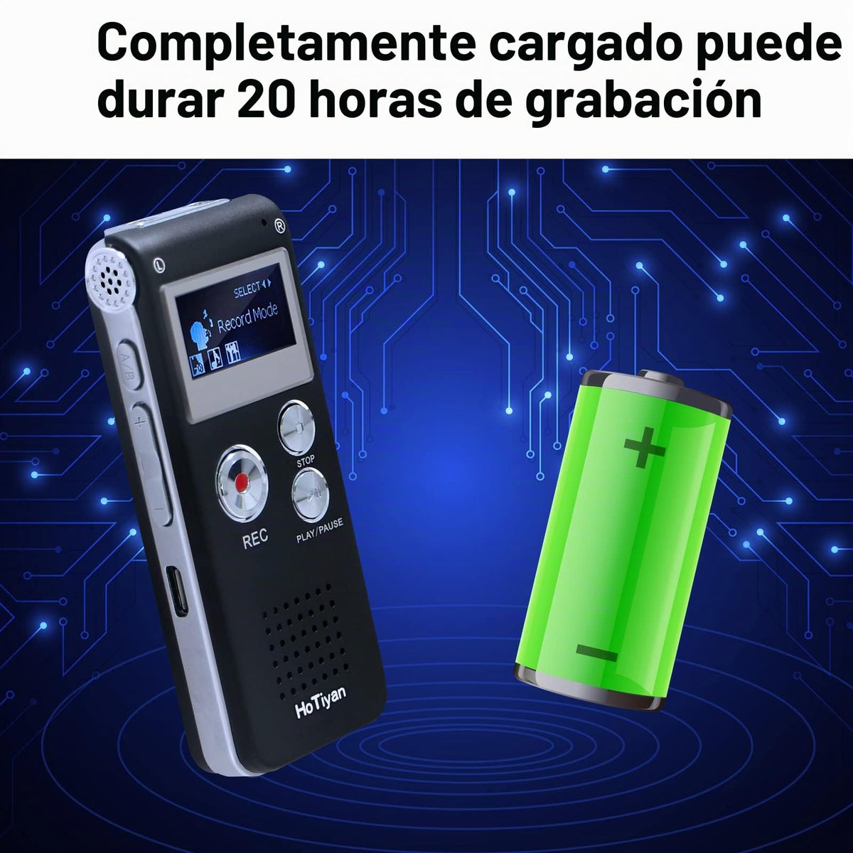 Grabadora de Voz Digital 8 GB Activación por Voz para Conferencias y Reuniones con Micrófono y Reproductor de MP3