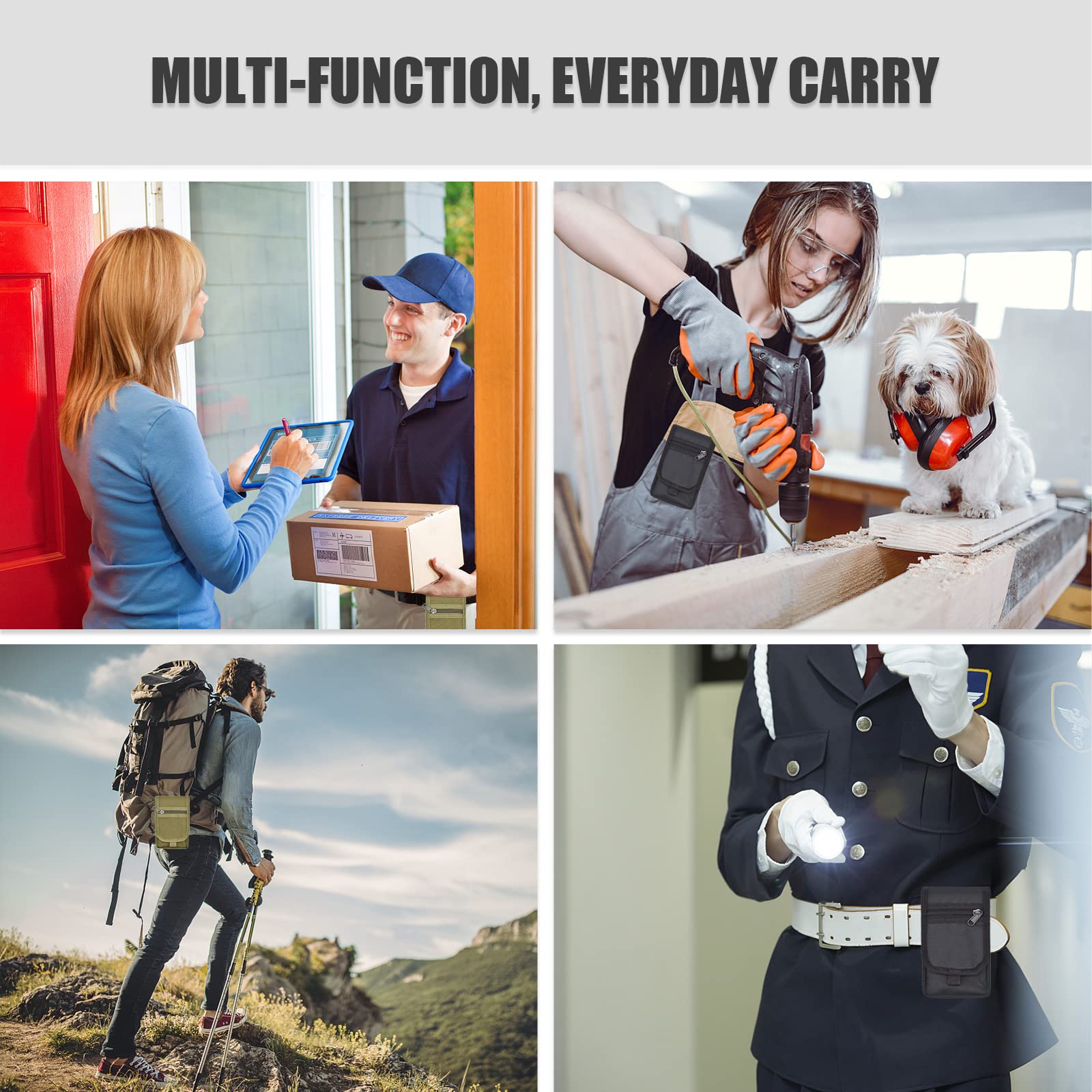 KATOLK Funda para teléfono con cinturón, soporte grande para smartphone, funda táctica multiusos para teléfono móvil, soporte para teléfono móvil para trabajo, senderismo, camping, barbacoa, rescate （Negro）
