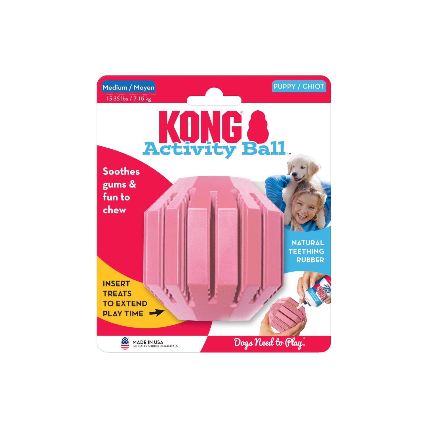 Kong Bola de Juguete para Cachorros, mediana, colores surtidos