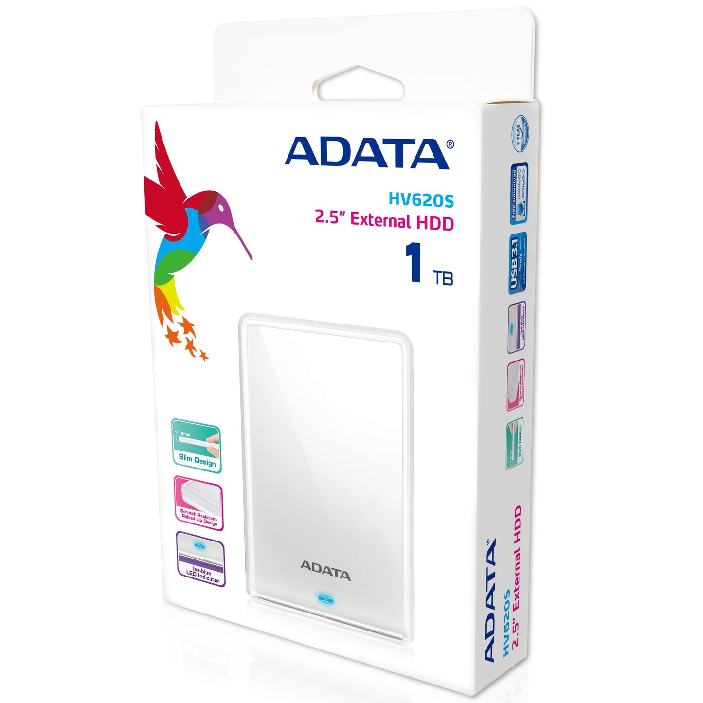Disco Duro Externo ADATA Blanco USB 3.1 1TB HV620S