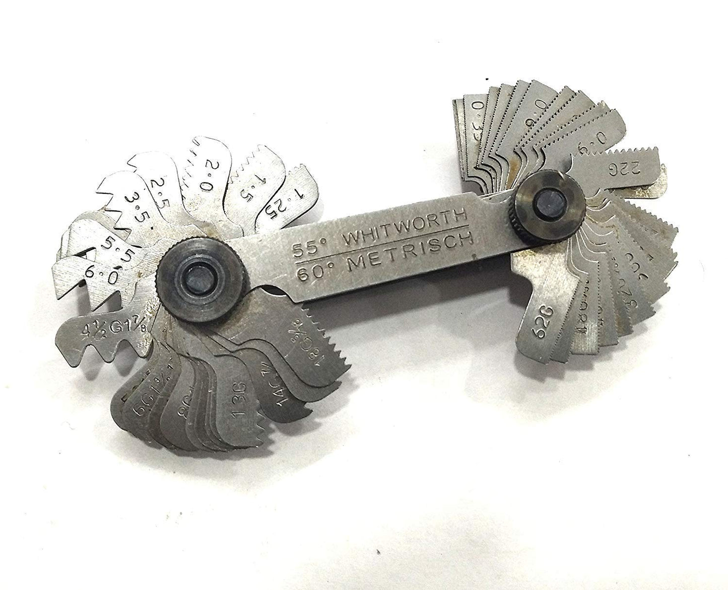 British Whitworth BSW & Tornillos métricos Pitch Medidor de rosca Medidor de 51 cuchillas