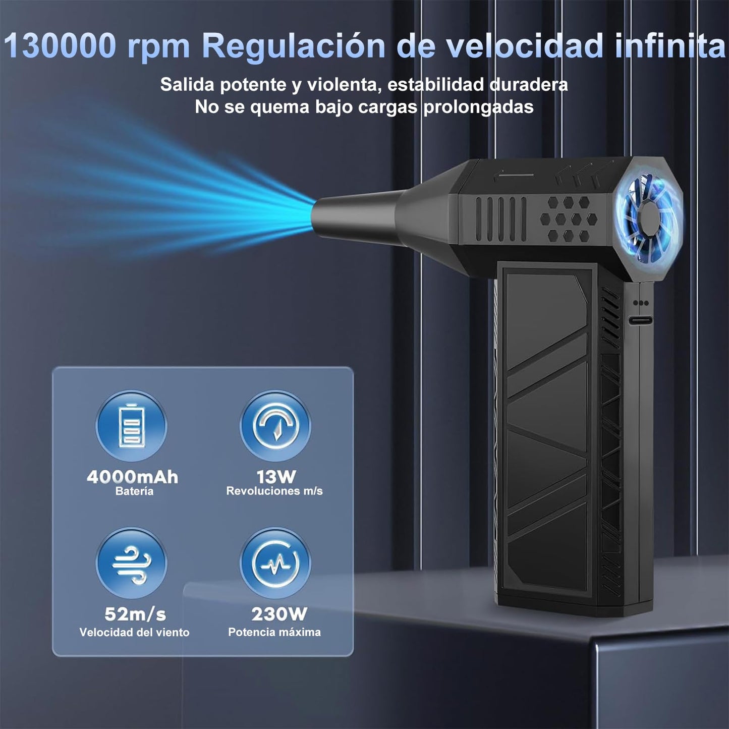 Colector de Polvo Eléctrico de Aire 130000 RPM, Plumero eléctrico inalámbrico, Ajustable en 3 posiciones, Plumero de Aire Adecuado para limpiar ordenadores, coches y muebles