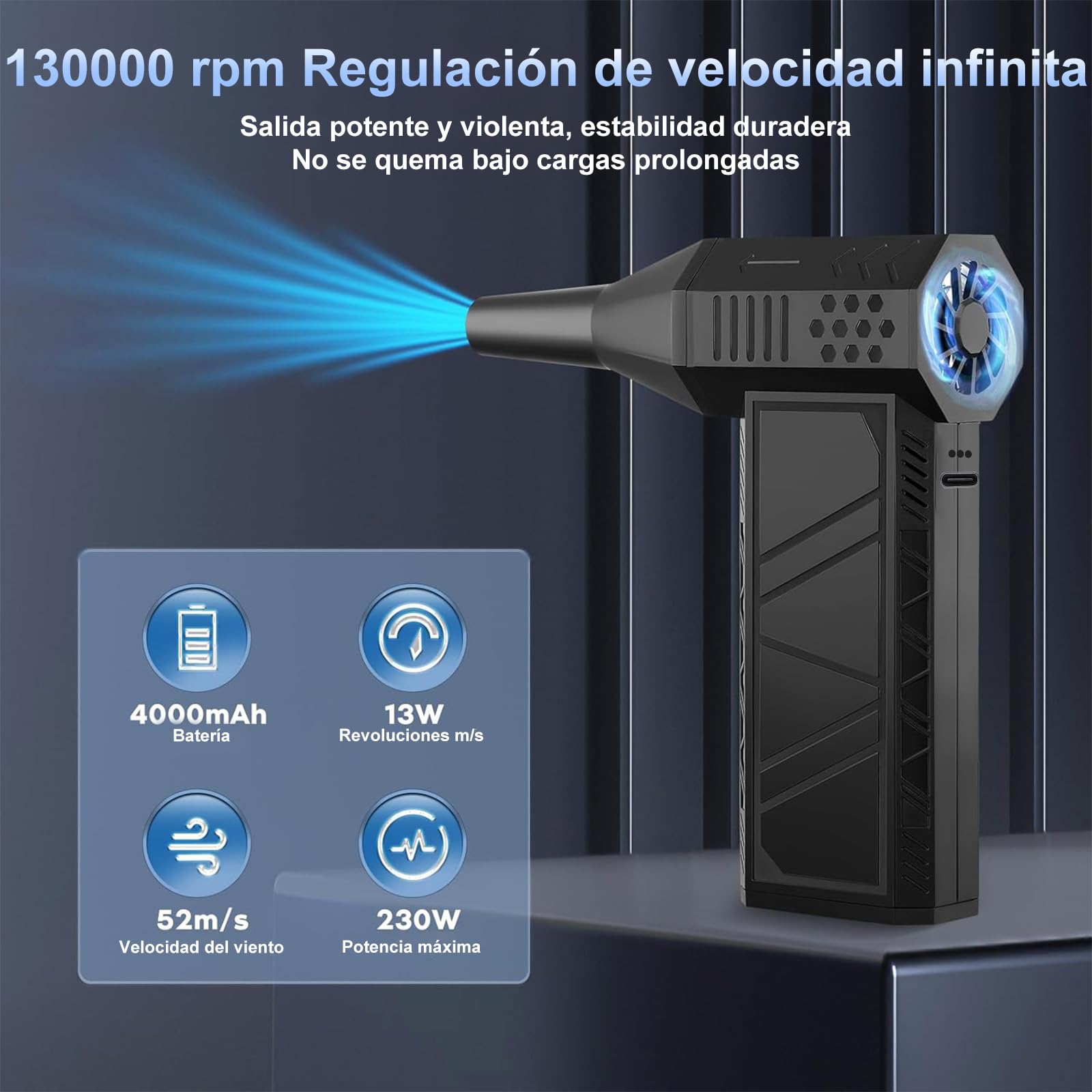Colector de Polvo Eléctrico de Aire 130000 RPM, Plumero eléctrico inalámbrico, Ajustable en 3 posiciones, Plumero de Aire Adecuado para limpiar ordenadores, coches y muebles