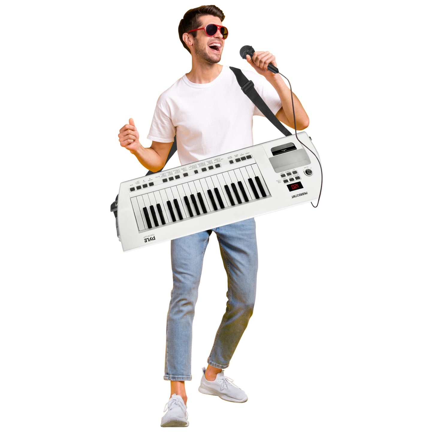 Teclado Electrónico Portátil Pyle Negro con Micrófono y Correa de Transporte