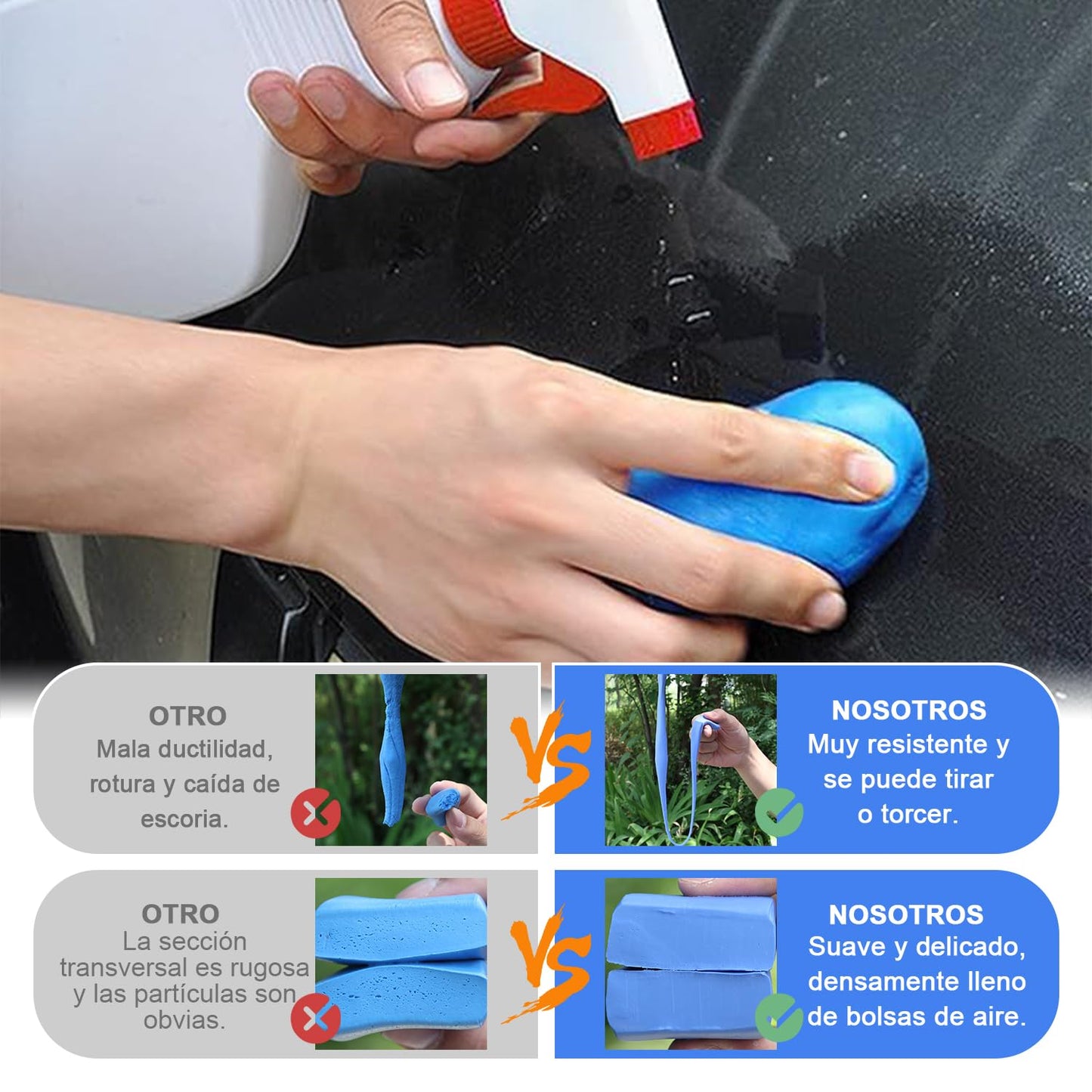 Arcilla Para Auto Car Magic Azul Reutilizable Sin Arañazos Para Limpieza De Detalles De Coche