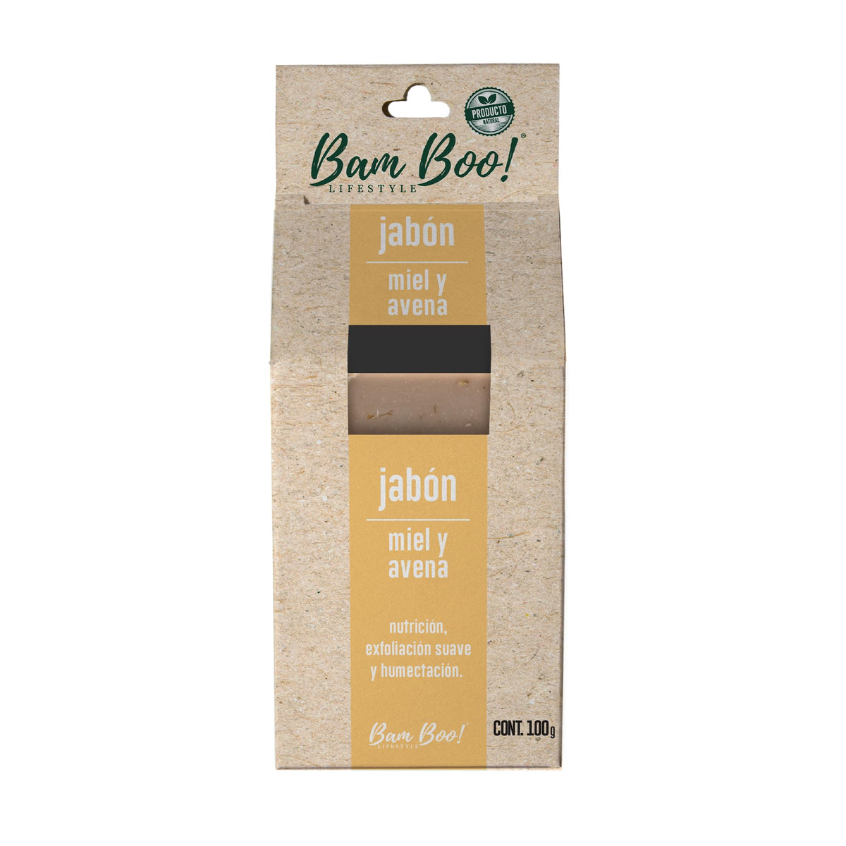5 Pack Jabón Artesanal Natural Miel y Avena 100 G Bam Boo!