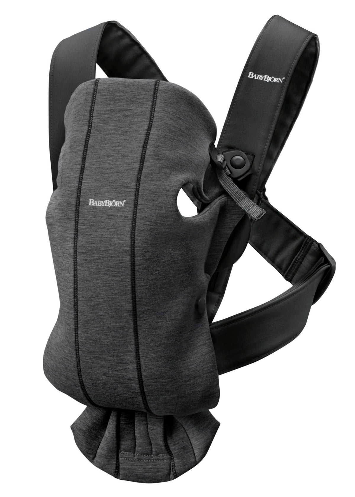 BabyBjörn Canguro Portabebé Mini, Charcoal Gray, Jersey 3D | Para recién nacidos, de 0 a 12 meses (3.2–11 kg), ergonómico y fácil de usar