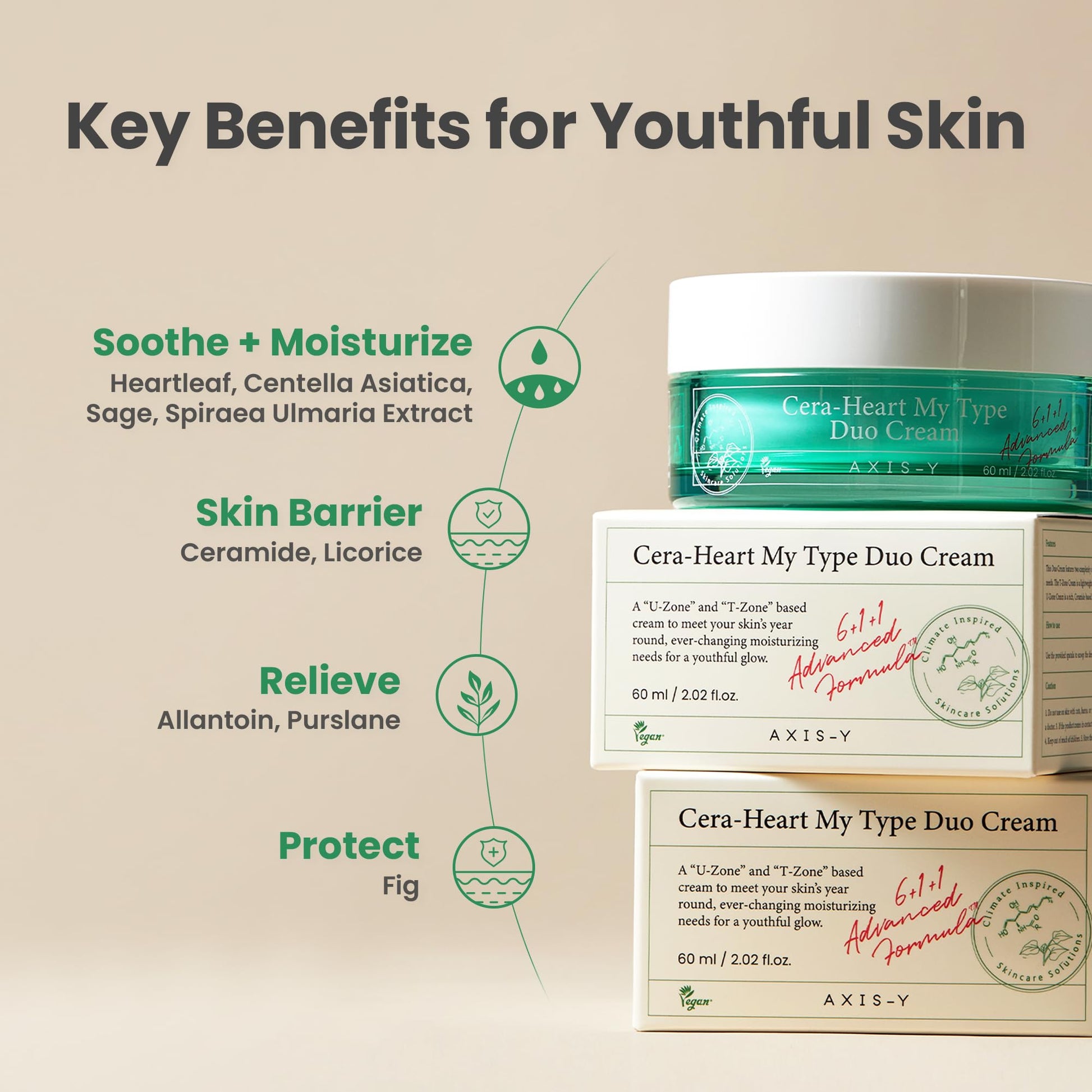 AXIS-Y - Cera-heart my type duo cream - hidratante facial 2 en 1-60ml