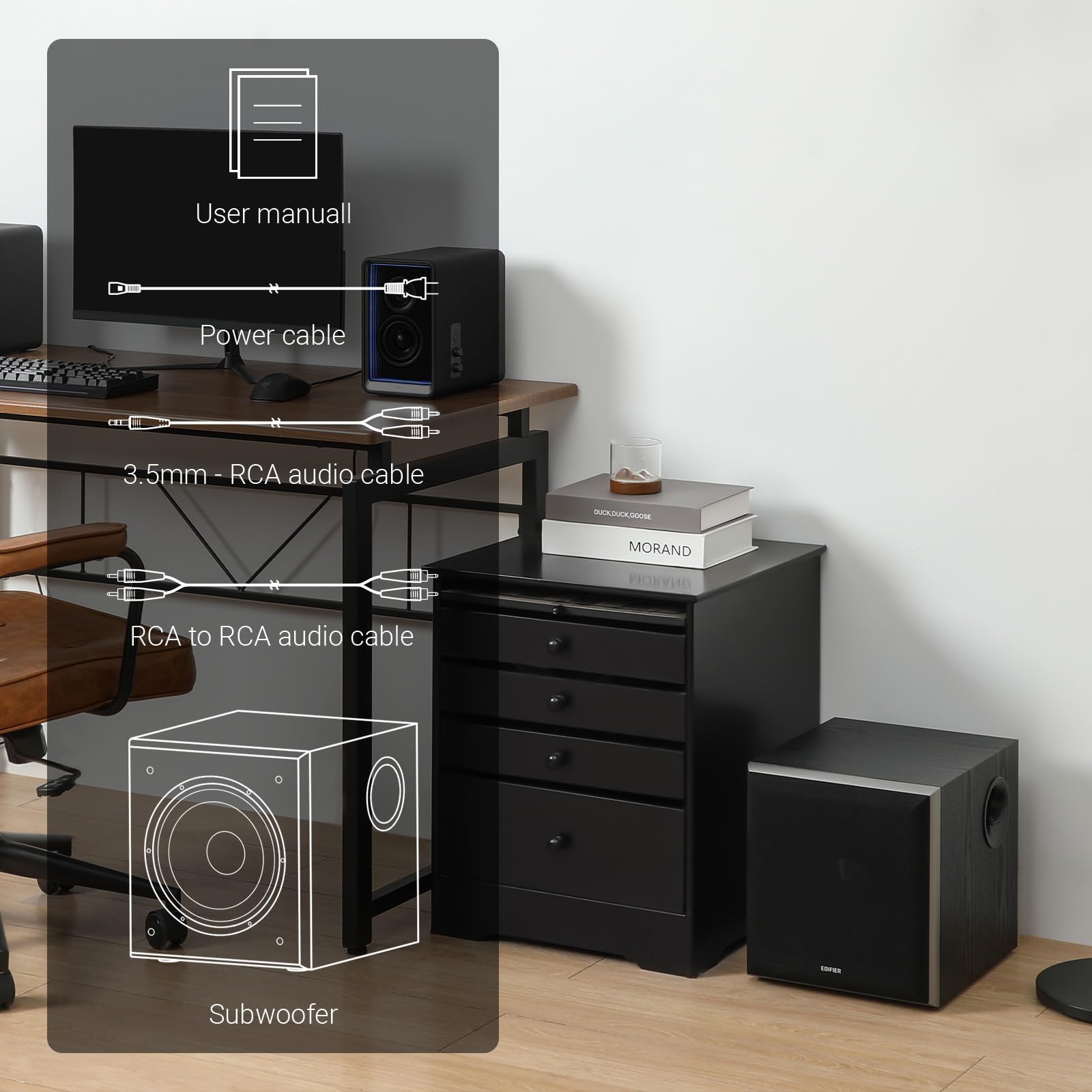 Edifier Subwoofer Activo T5 de 70W RMS con bocina de 8 Pulgadas y Bass Reflex