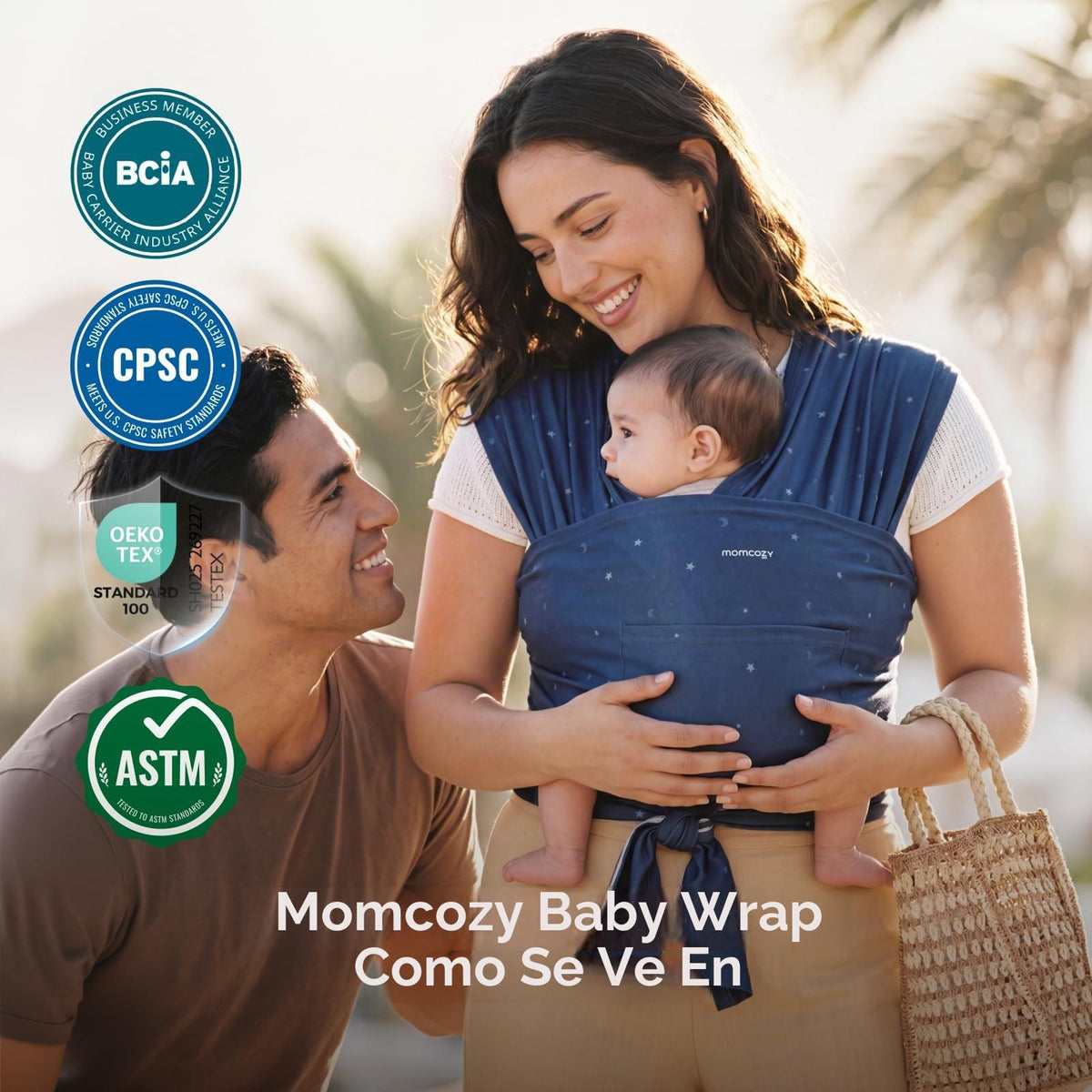 Momcozy Portabebés Envolvente para Bebé, Cargadores Ergonómicos para Infantes desde Recién Nacidos hasta Niños Pequeños de 8-35 libras, Envoltura Ajustable para Bebé que se Adapta a Adultos Tallas