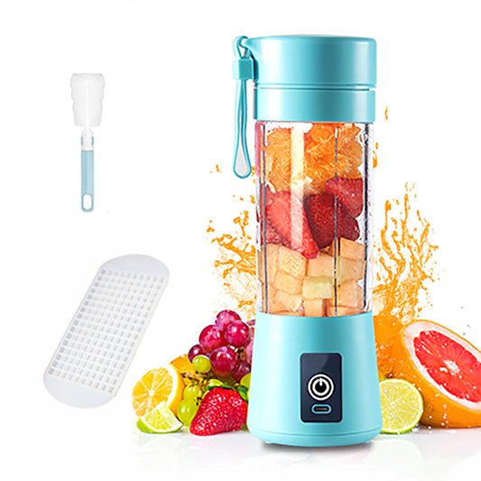 Batidora portátil, 150 watt para batidos y smoothies, 400 ml batidora de viaje recargable por USB, botella sin BPA (Con Cepillo Esponja Rosa*1 + Ice Lattice*1)