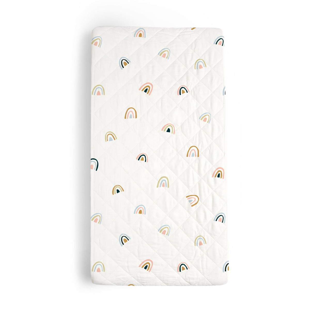 Makemake Organics - Funda para cambiador orgánico de algodón orgánico certificado GOTS, funda para cambiador de mesa no tóxica, acolchada, ultra suave, para niñas y niños (16 x 33 pulgadas, arco iris)