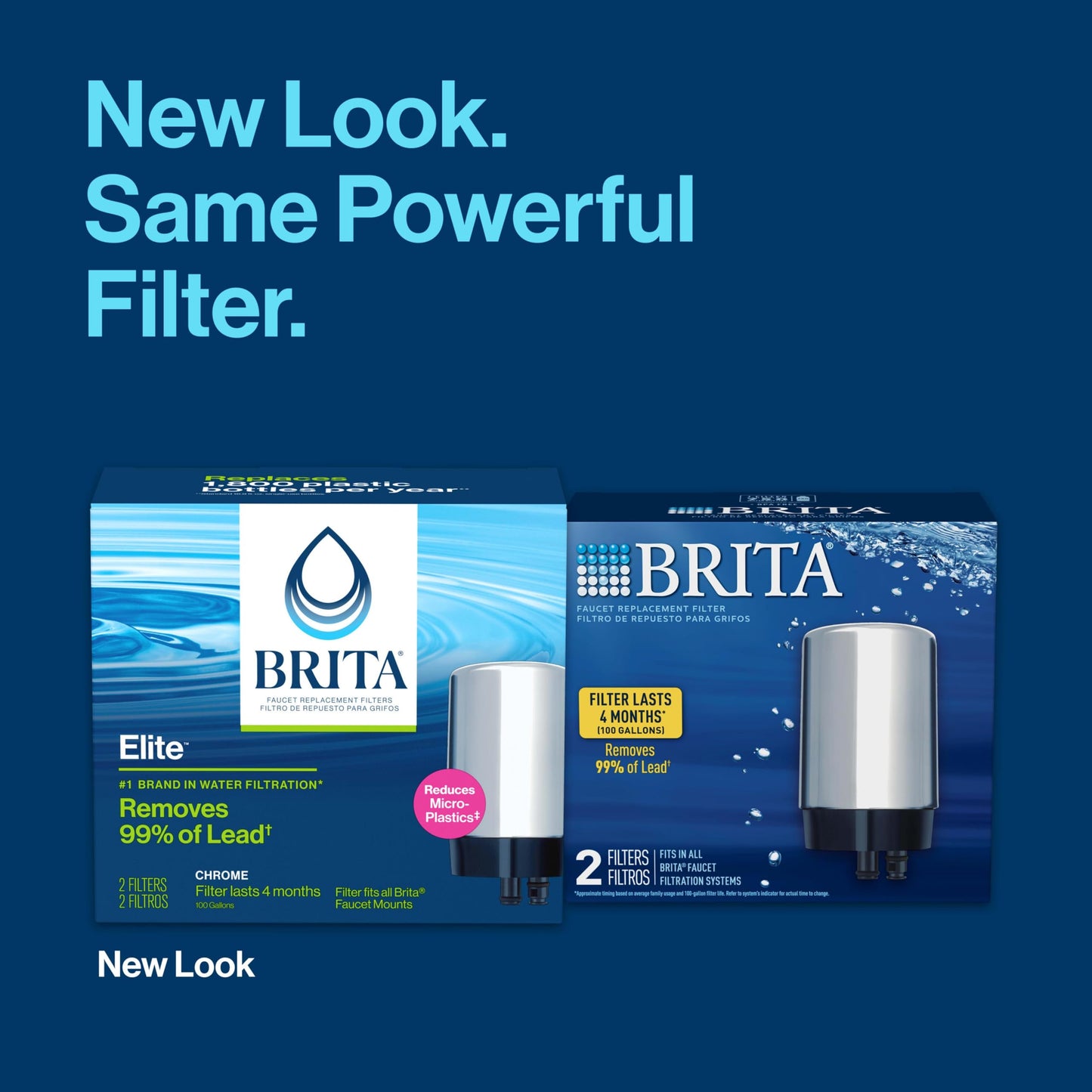 Brita Repuesto para filtro de agua en el monomando, Paquete de 2, Cromado