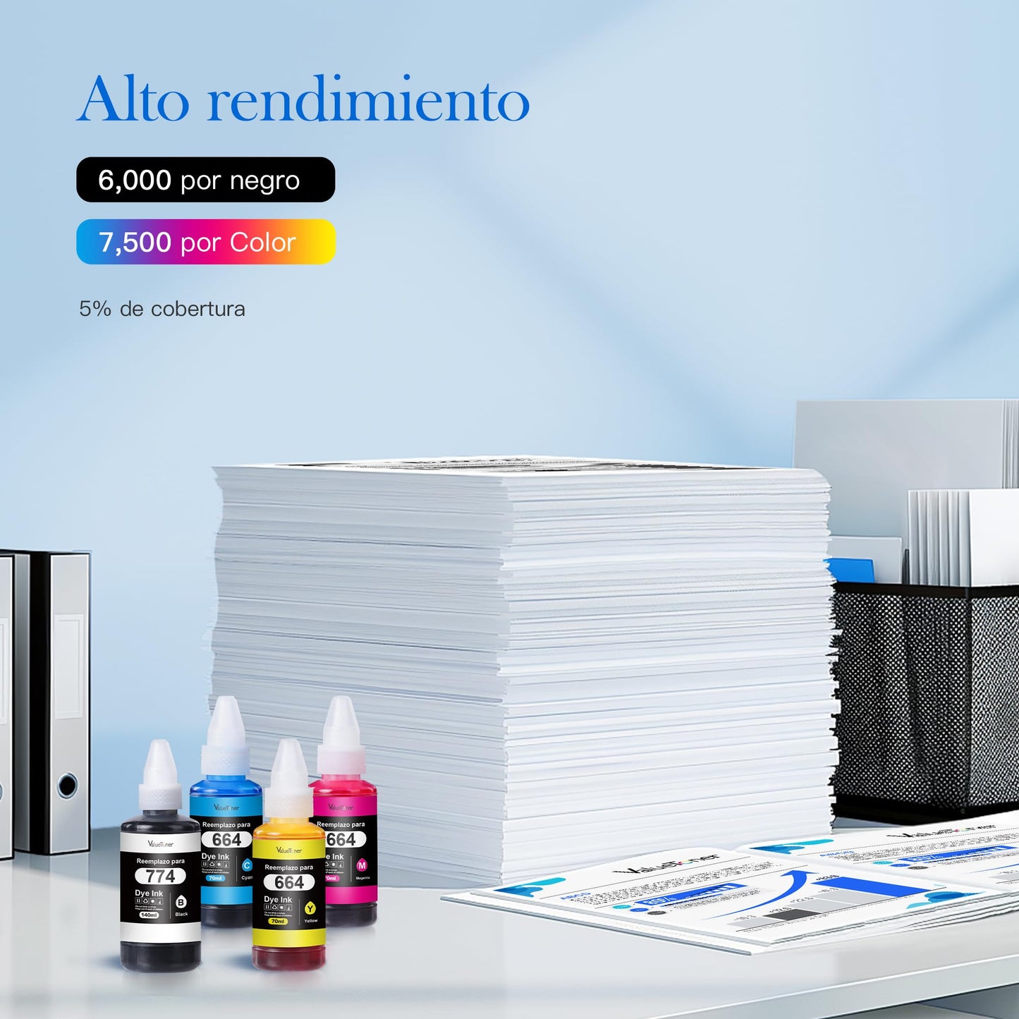 Botella de Tinta Valuetoner Negro Ultra-Alta Capacidad Compatible para Epson Impresoras
