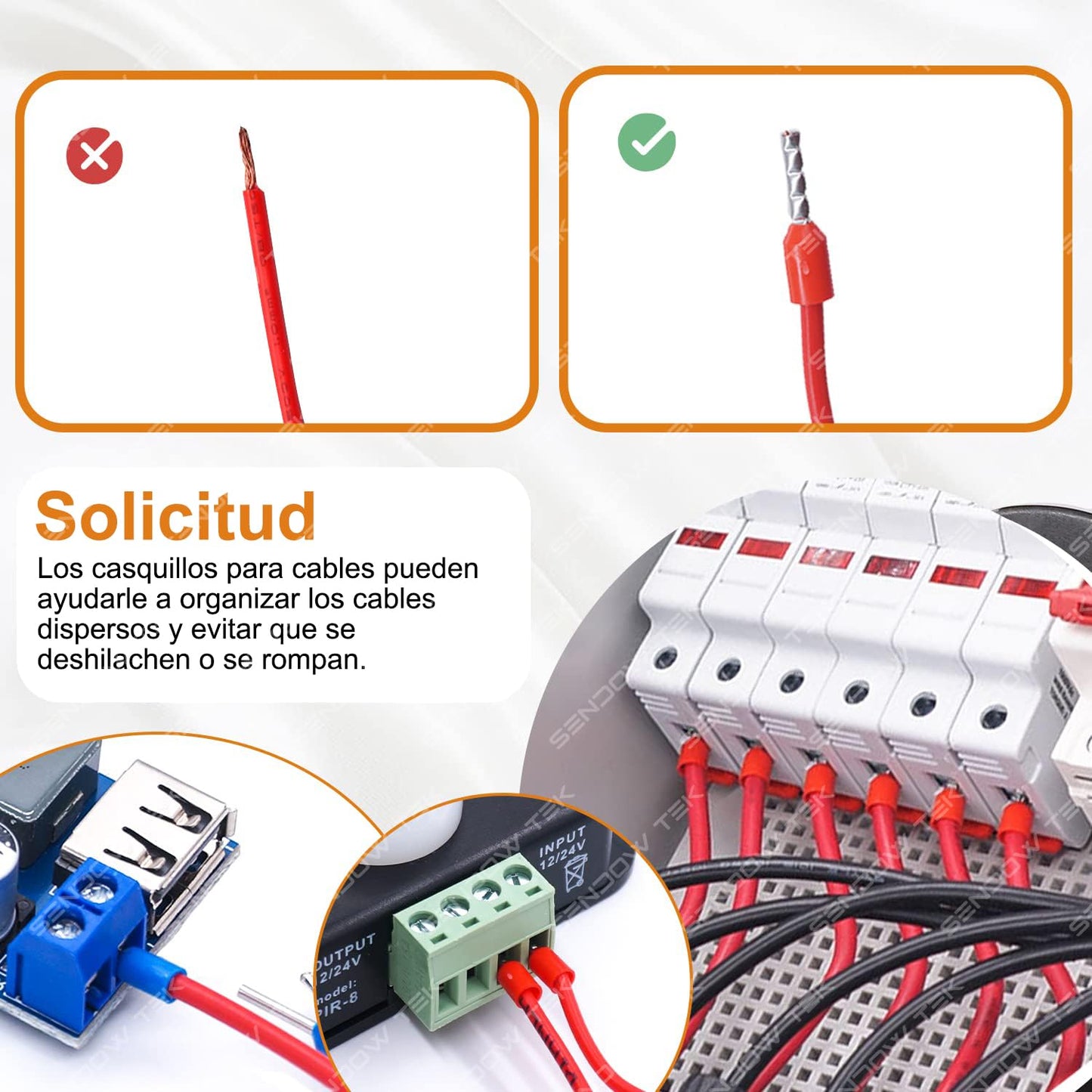 Kit de Terminales para Cable Sendowtek Azul Juego de Alicates para Cables Eléctricos HCS8 6-4A 1200pcs AWG23-7 (0.25~10mm²)