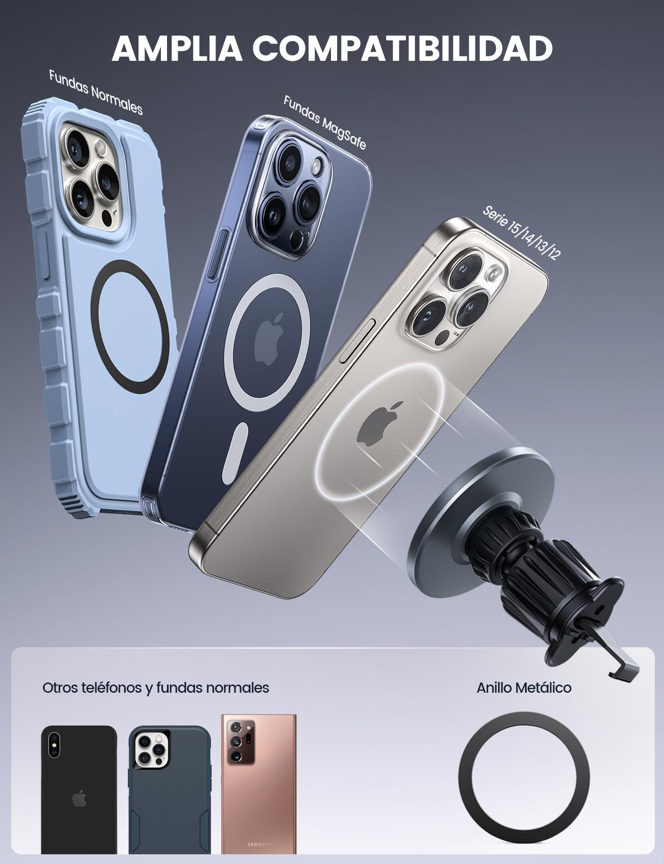 Lamicall Soporte Celular Auto para Magsafe- [Diseño Único de Panel de Cristal HD] Magnetic Porta Celular para Auto, Base para Celular Corro para iPhone 16 15 14 13 12 Pro MAX Mini, All Celular