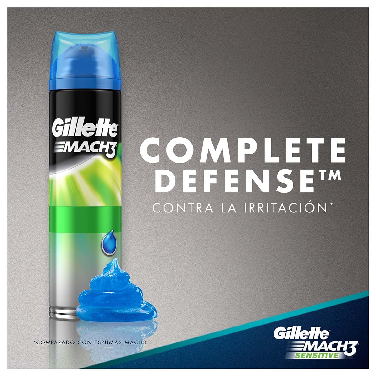 GILLETTE Mach3 Sensitive, Gel para Afeitar Piel Sensible de 400mL, para Rasurar Barba con Rastrillo para Hombre, Protege la Piel contra la Irritación