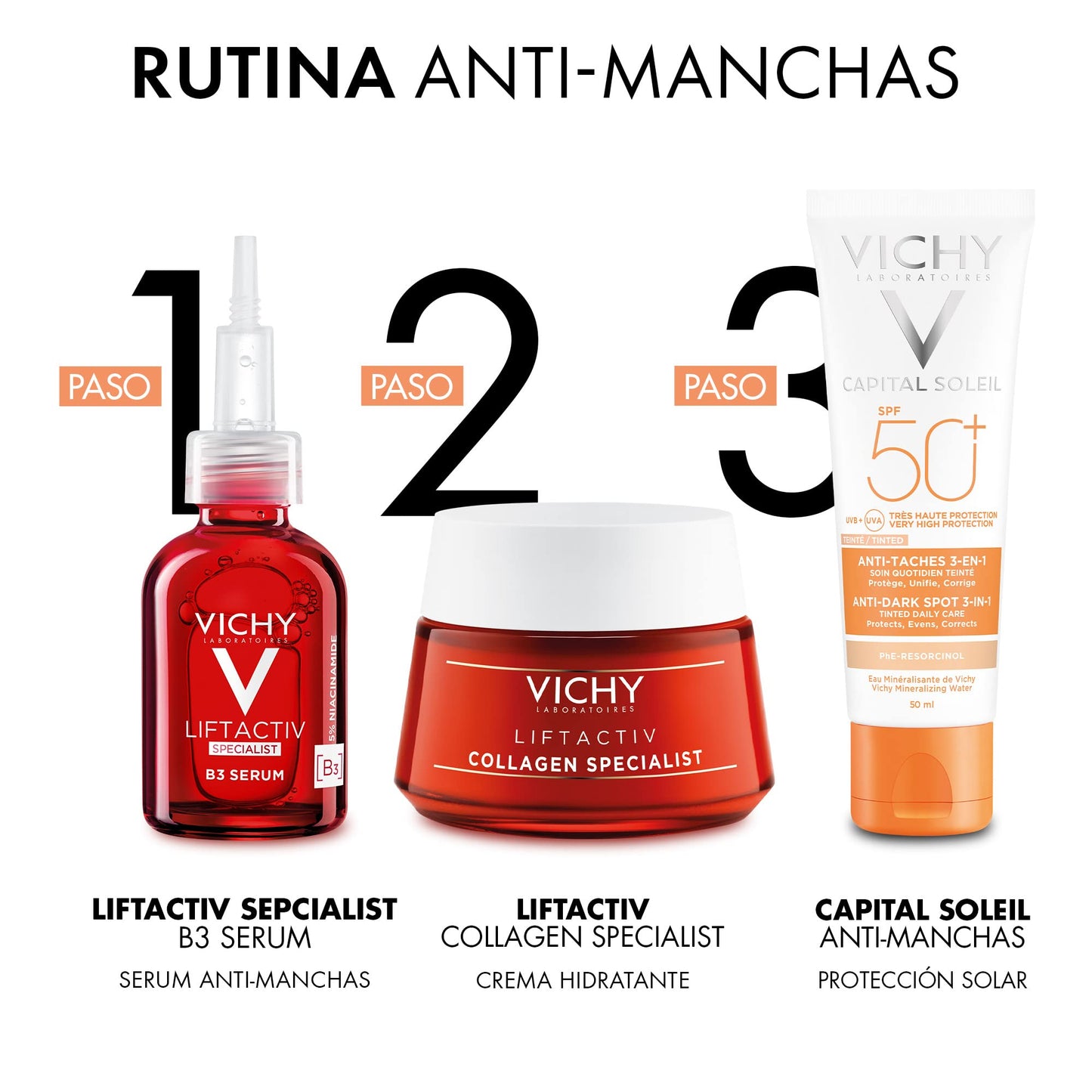 Protector Solar Facial Vichy Toque Seco FPS 50+ Anti-manchas con Color 50ml