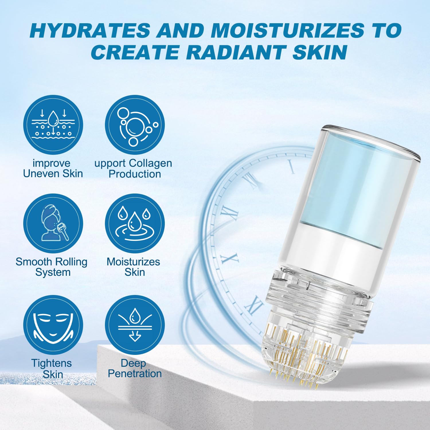 Sistema de microinfusión para labios, sistema micro para rostro, suero facial para piel suave y delicada para todo tipo de piel (1 herramienta de microsistema + 4 sueros faciales)