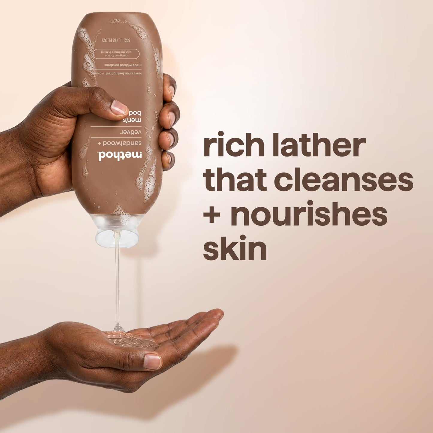 Method Men Body Wash, Sandalwood + Vetiver, Paraben and Phthalate Free, 18 fl oz (Pack of 1)