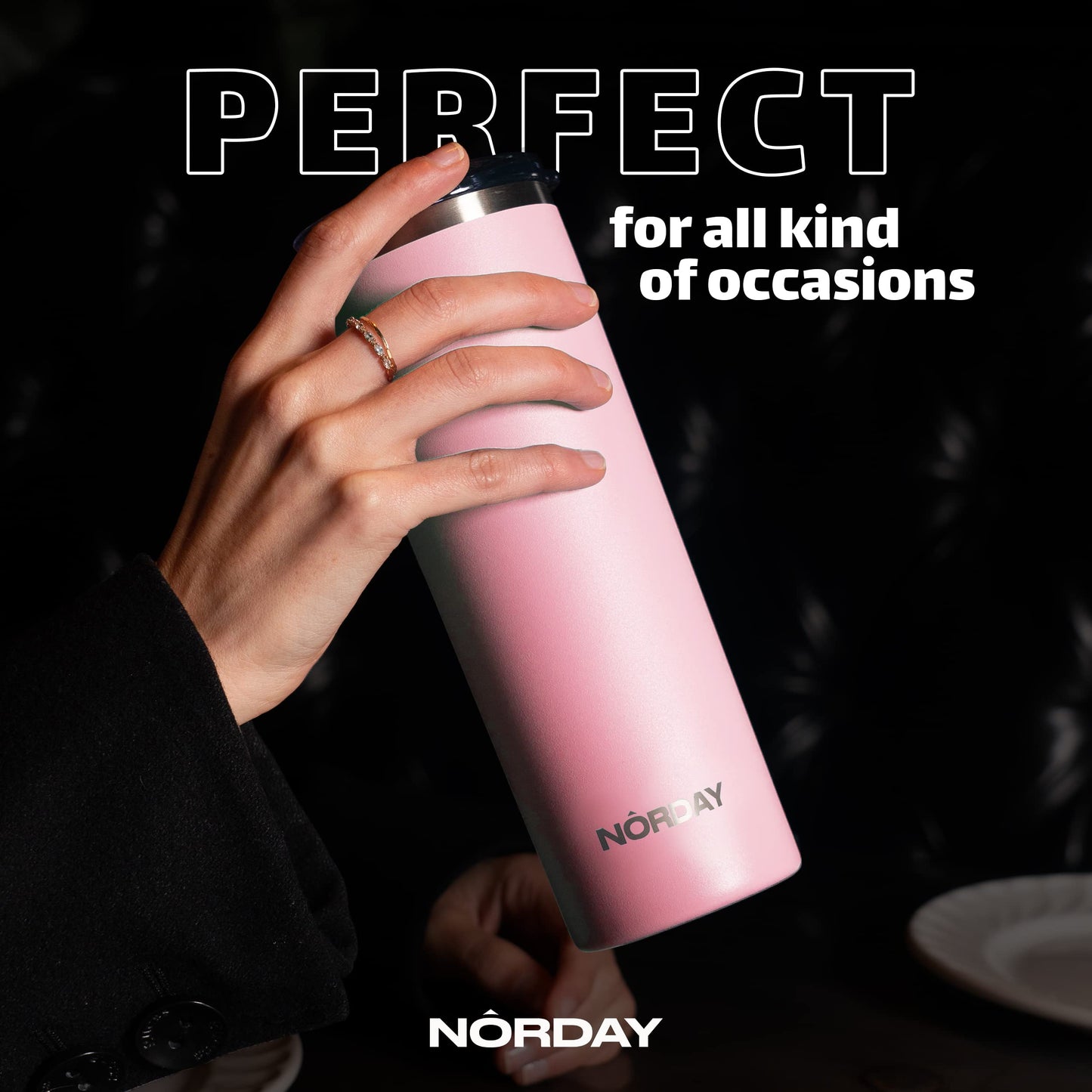 Vaso Térmico NORDAY Rosa Claro 22 oz Acero Inoxidable Antiderrame Doble Pared para Viaje